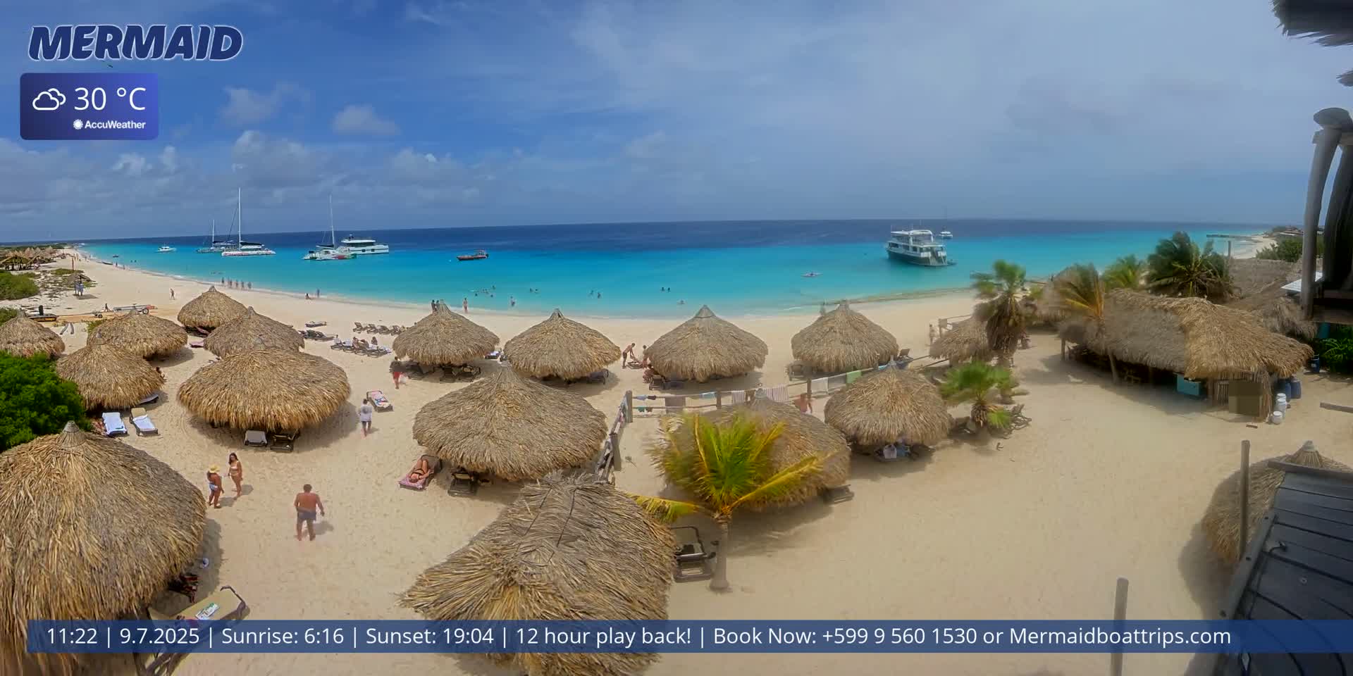 Carribean, Klein Curaçao Beach Mermaid Boat Trips Live Cam - Klein Island, Curacao, Netherland