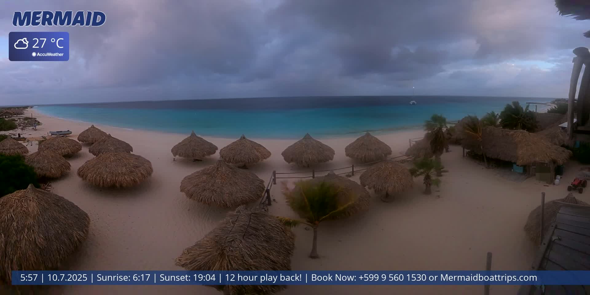 Carribean, Klein Curaçao Beach Mermaid Boat Trips Live Cam - Klein Island, Curacao, Netherland