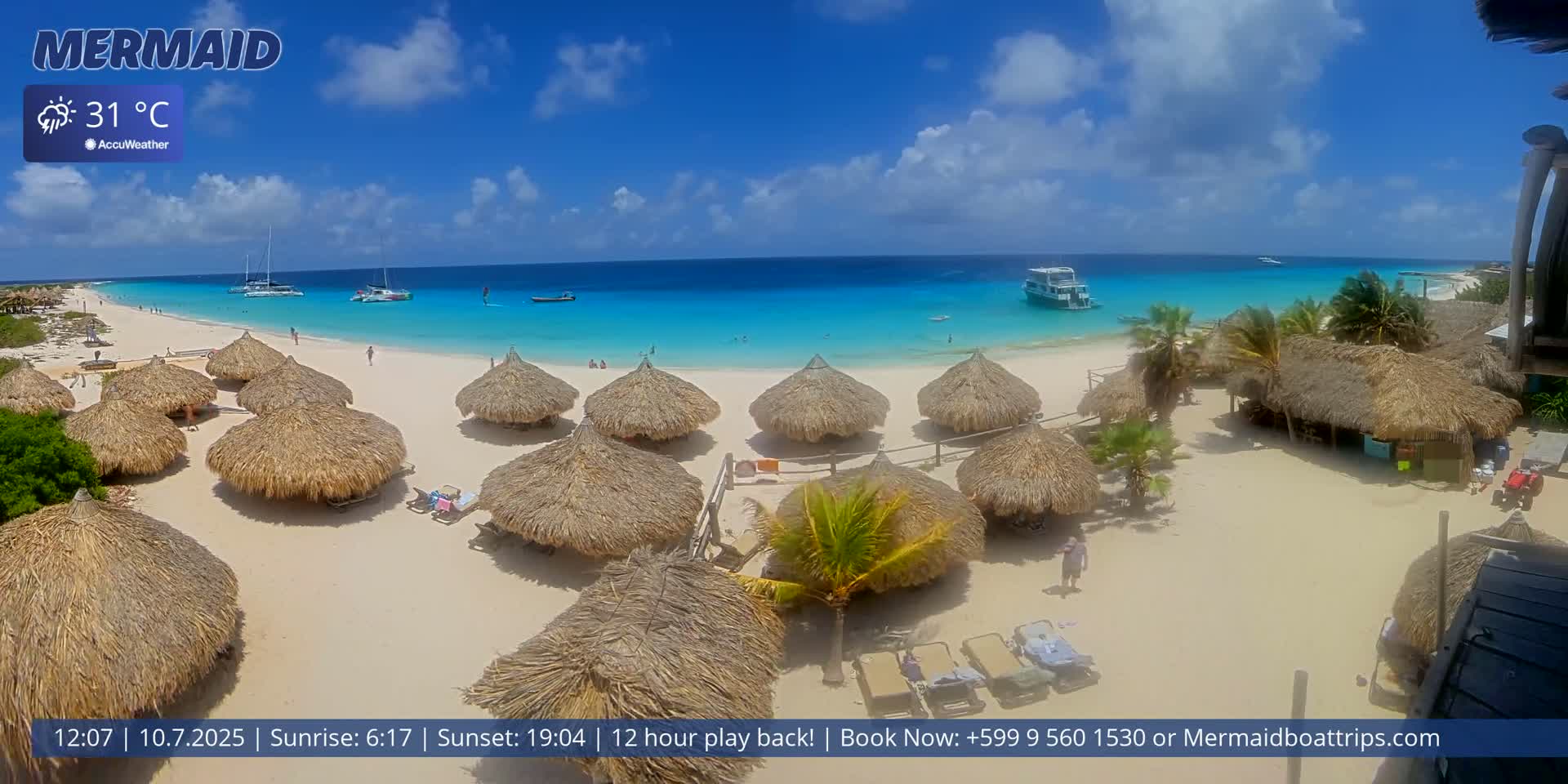 Carribean, Klein Curaçao Beach Mermaid Boat Trips Live Cam - Klein Island, Curacao, Netherland