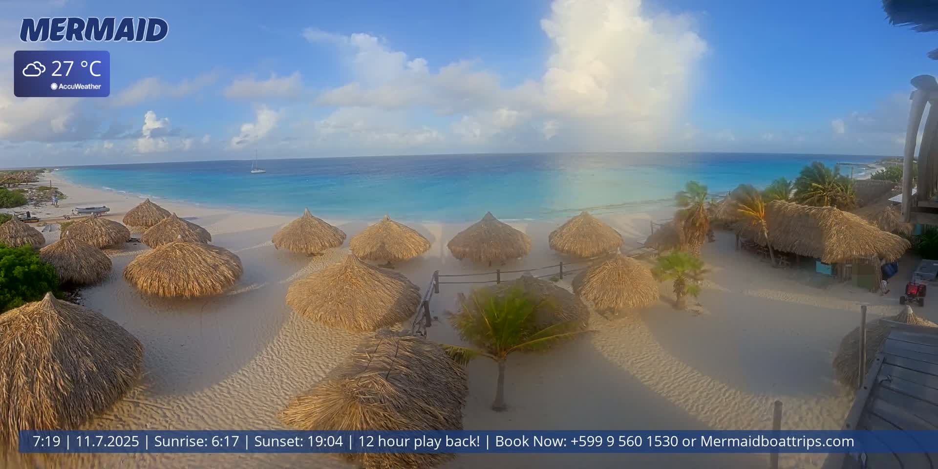 Carribean, Klein Curaçao Beach Mermaid Boat Trips Live Cam - Klein Island, Curacao, Netherland