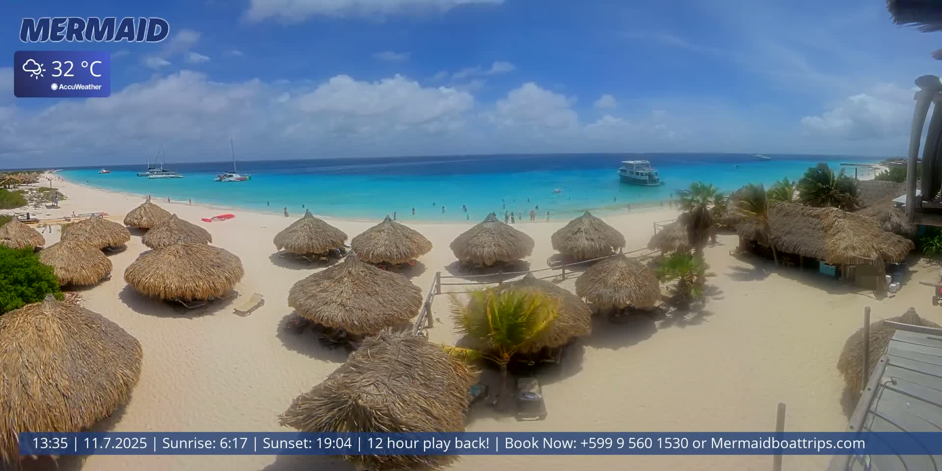 Carribean, Klein Curaçao Beach Mermaid Boat Trips Live Cam - Klein Island, Curacao, Netherland