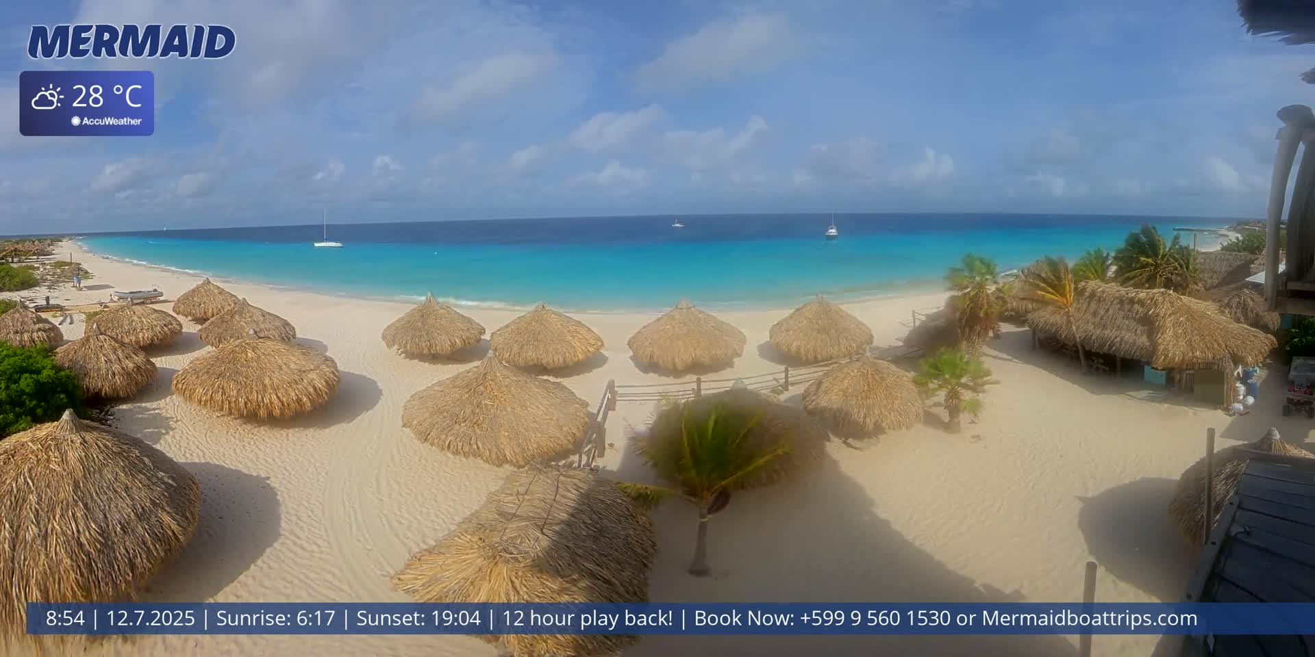 Carribean, Klein Curaçao Beach Mermaid Boat Trips Live Cam - Klein Island, Curacao, Netherland