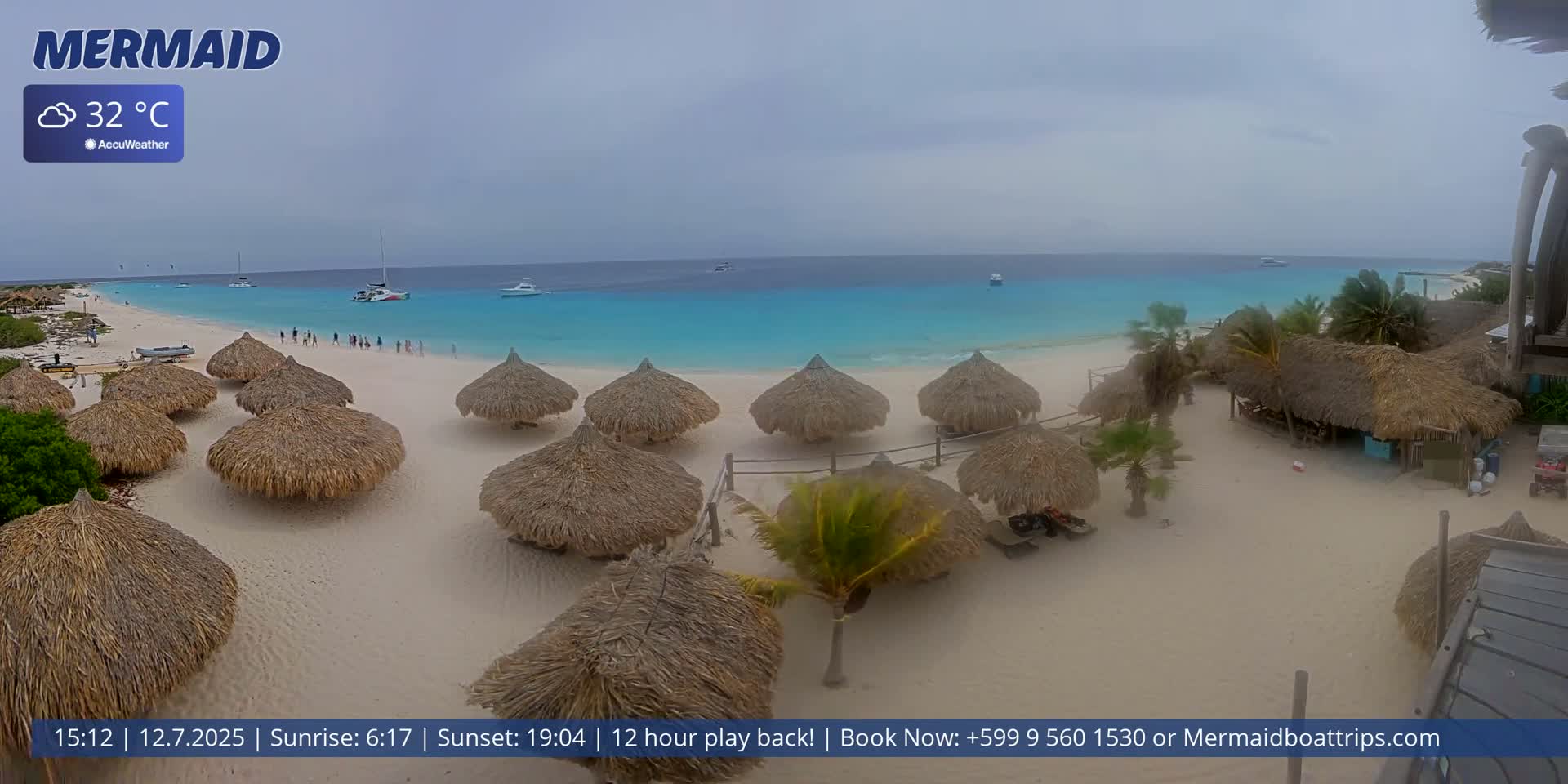 Carribean, Klein Curaçao Beach Mermaid Boat Trips Live Cam - Klein Island, Curacao, Netherland