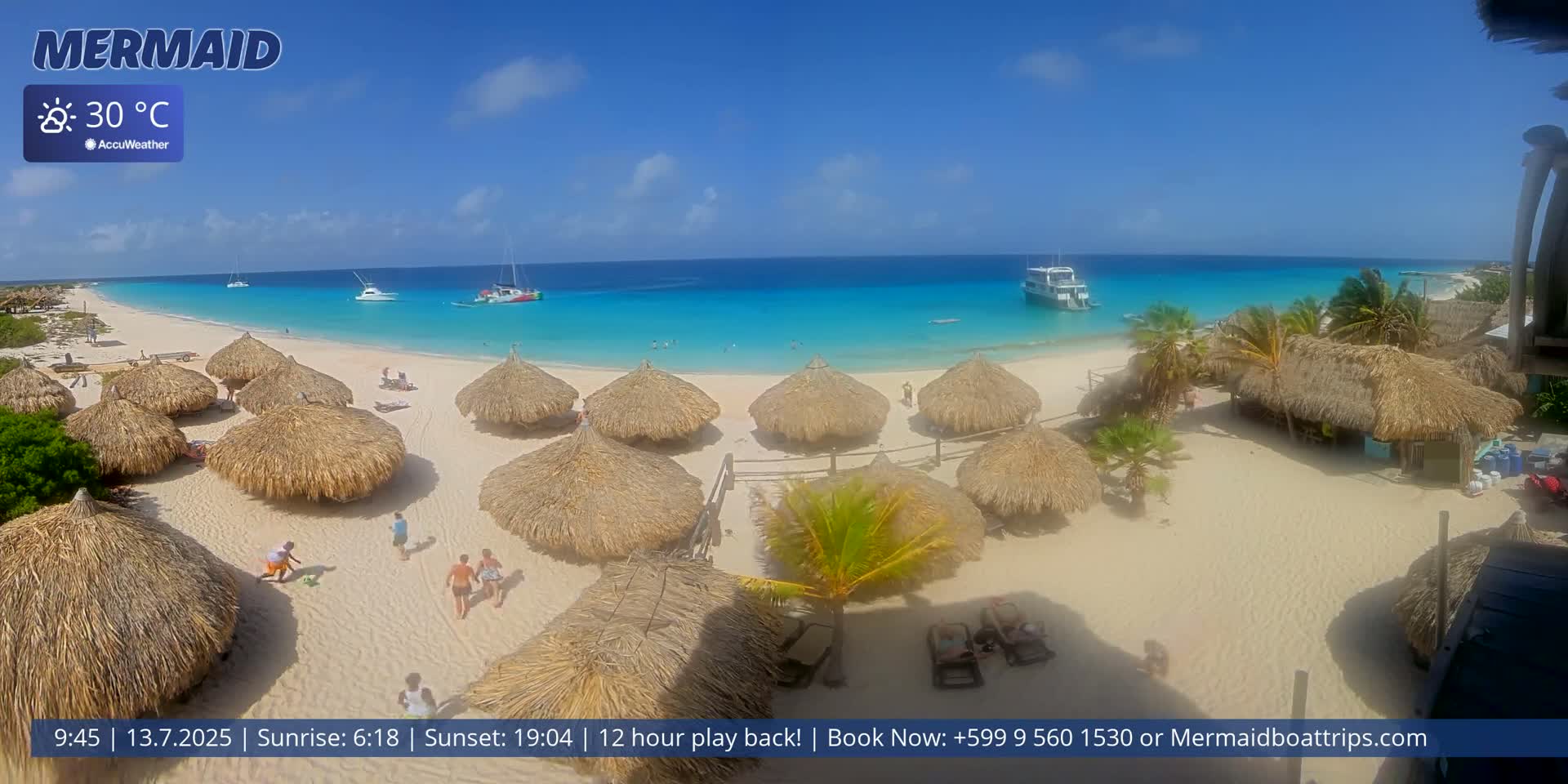 Carribean, Klein Curaçao Beach Mermaid Boat Trips Live Cam - Klein Island, Curacao, Netherland