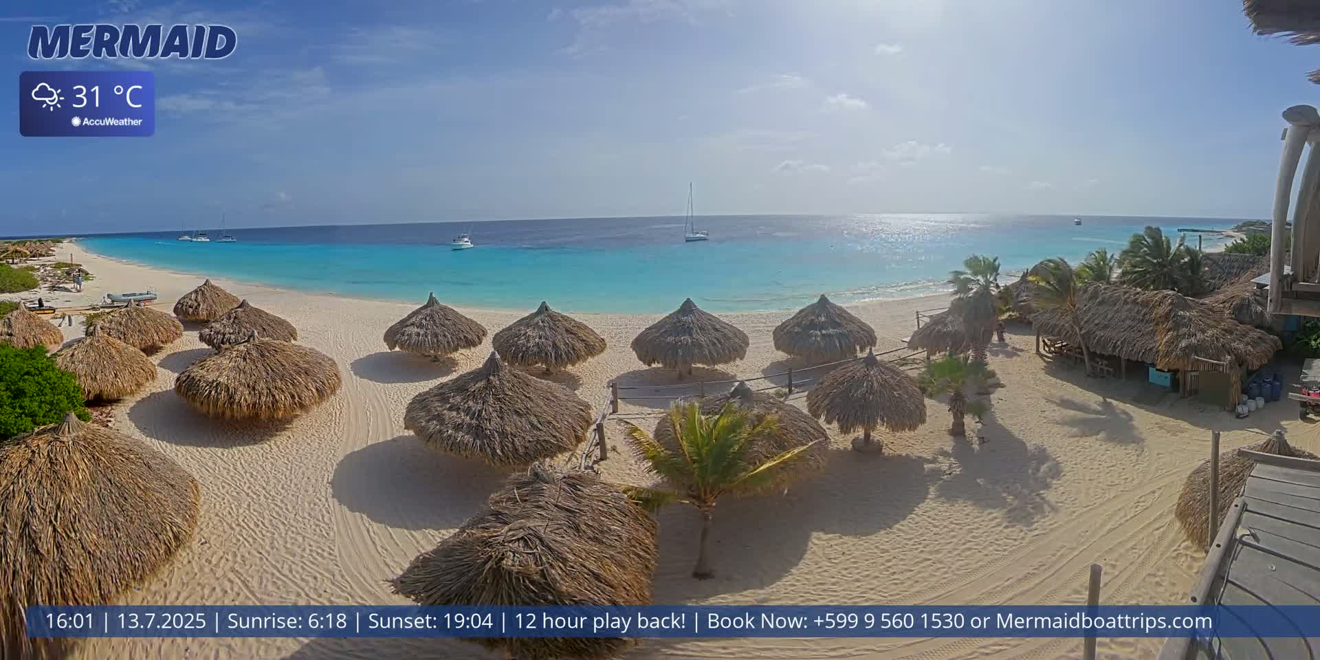Carribean, Klein Curaçao Beach Mermaid Boat Trips Live Cam - Klein Island, Curacao, Netherland
