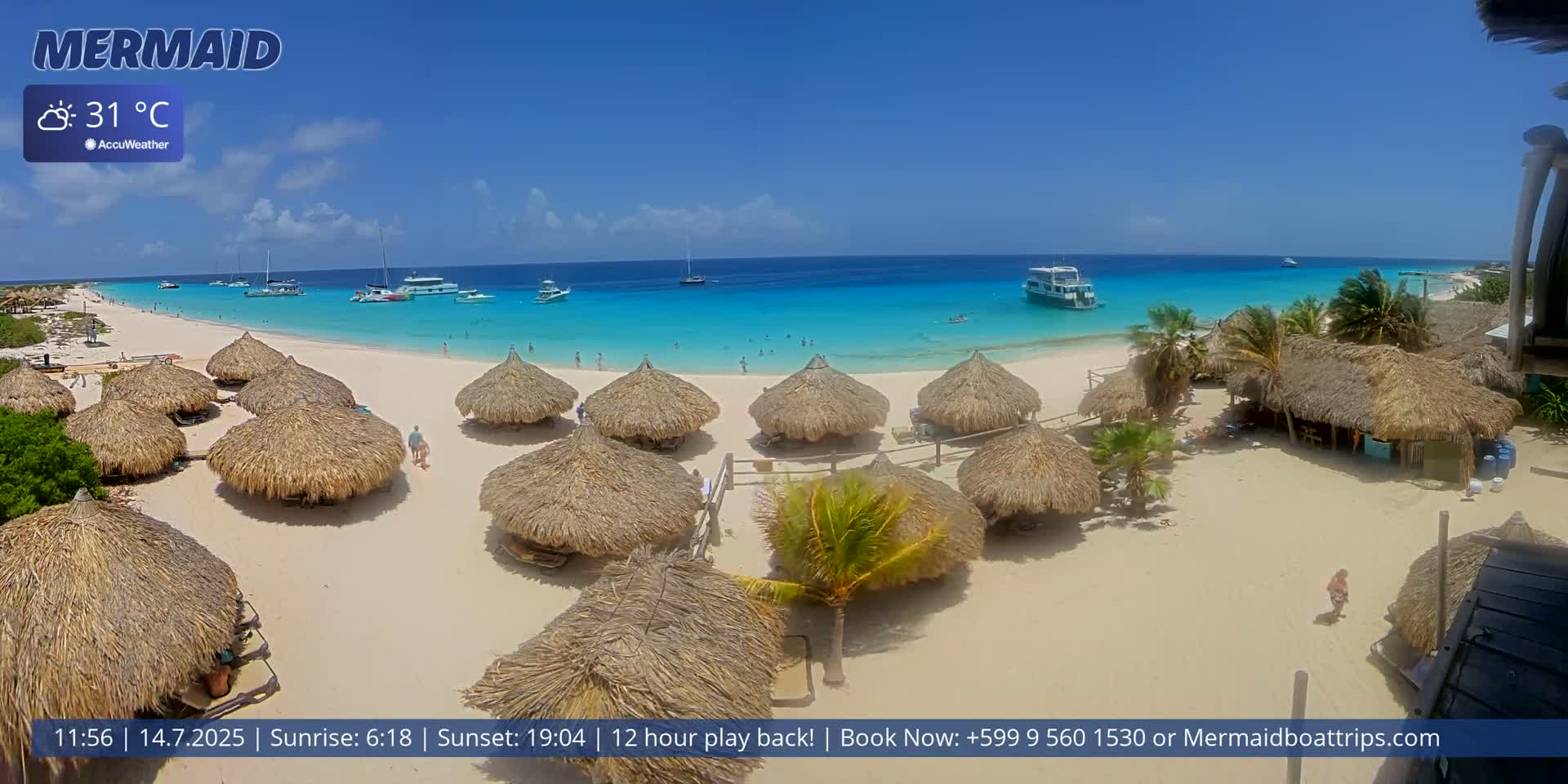 Carribean, Klein Curaçao Beach Mermaid Boat Trips Live Cam - Klein Island, Curacao, Netherland