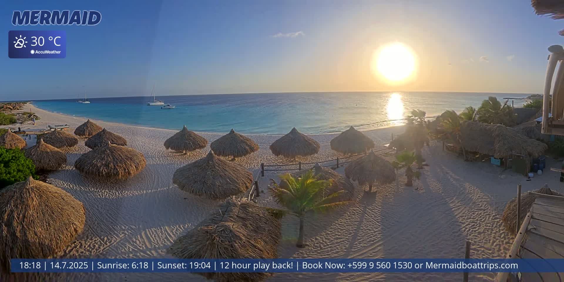 Carribean, Klein Curaçao Beach Mermaid Boat Trips Live Cam - Klein Island, Curacao, Netherland