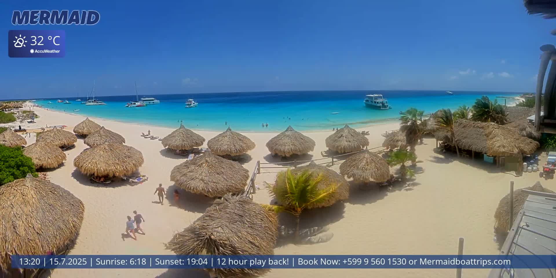 Carribean, Klein Curaçao Beach Mermaid Boat Trips Live Cam - Klein Island, Curacao, Netherland