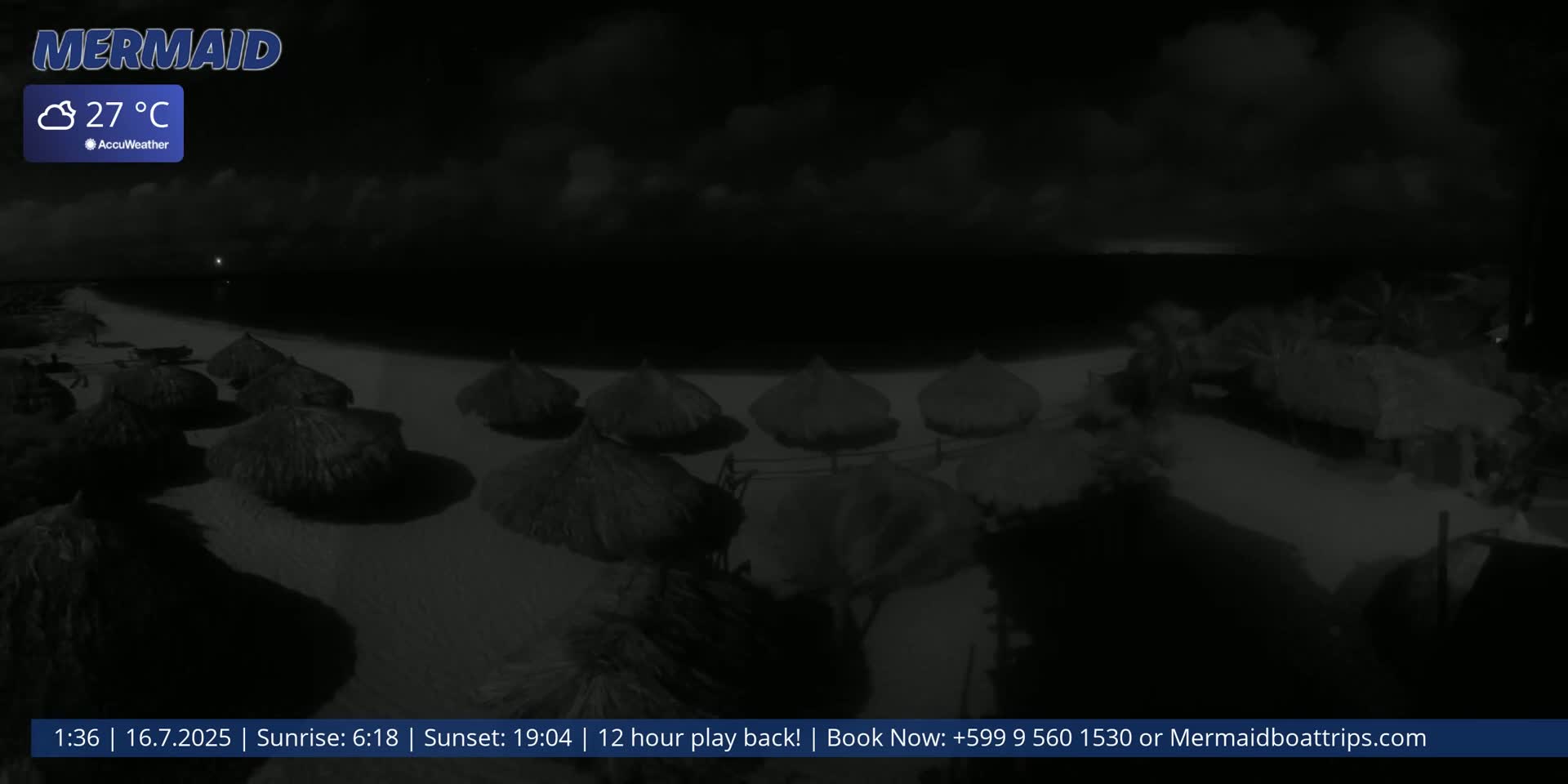 Carribean, Klein Curaçao Beach Mermaid Boat Trips Live Cam - Klein Island, Curacao, Netherland