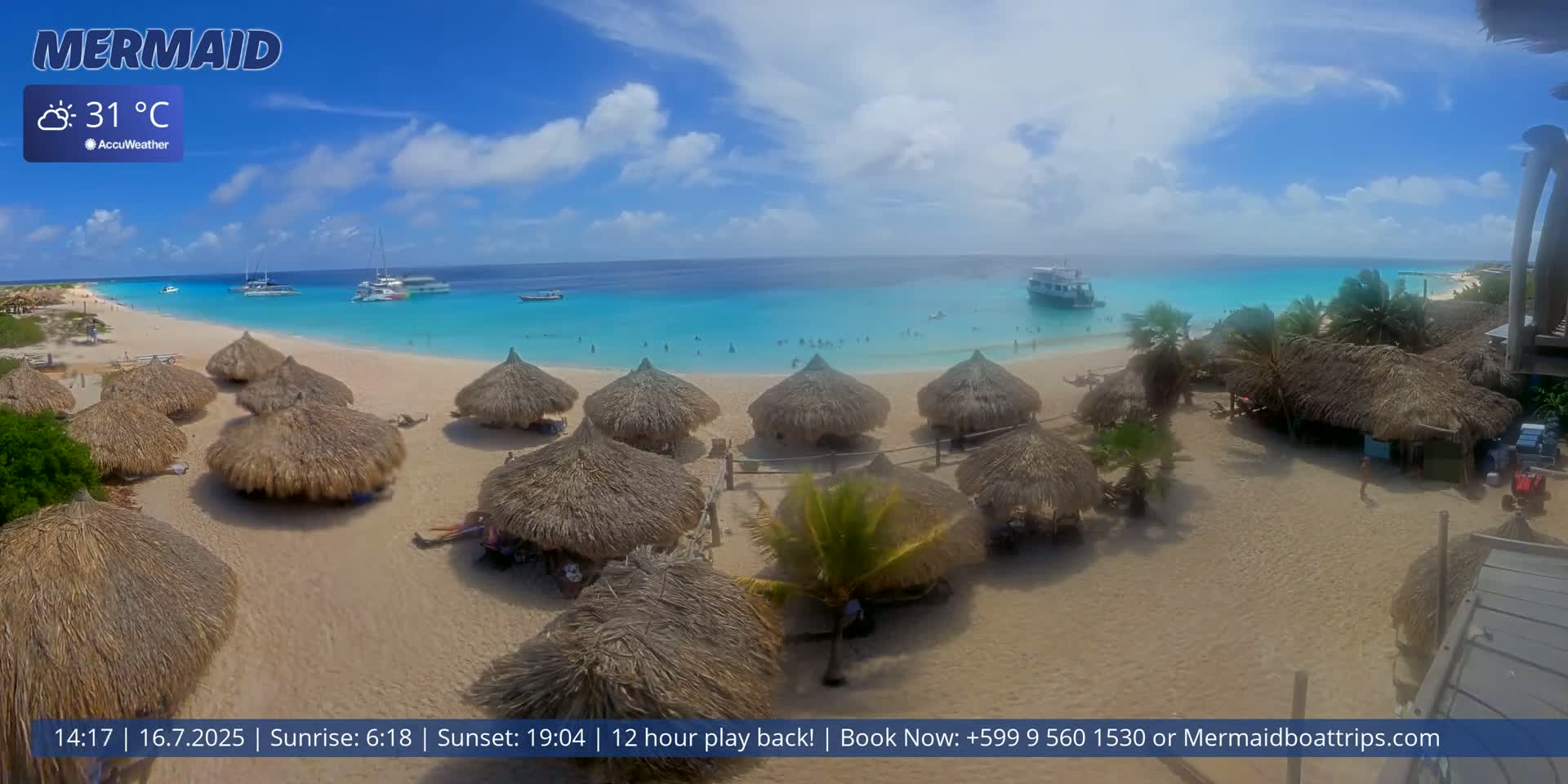 Carribean, Klein Curaçao Beach Mermaid Boat Trips Live Cam - Klein Island, Curacao, Netherland