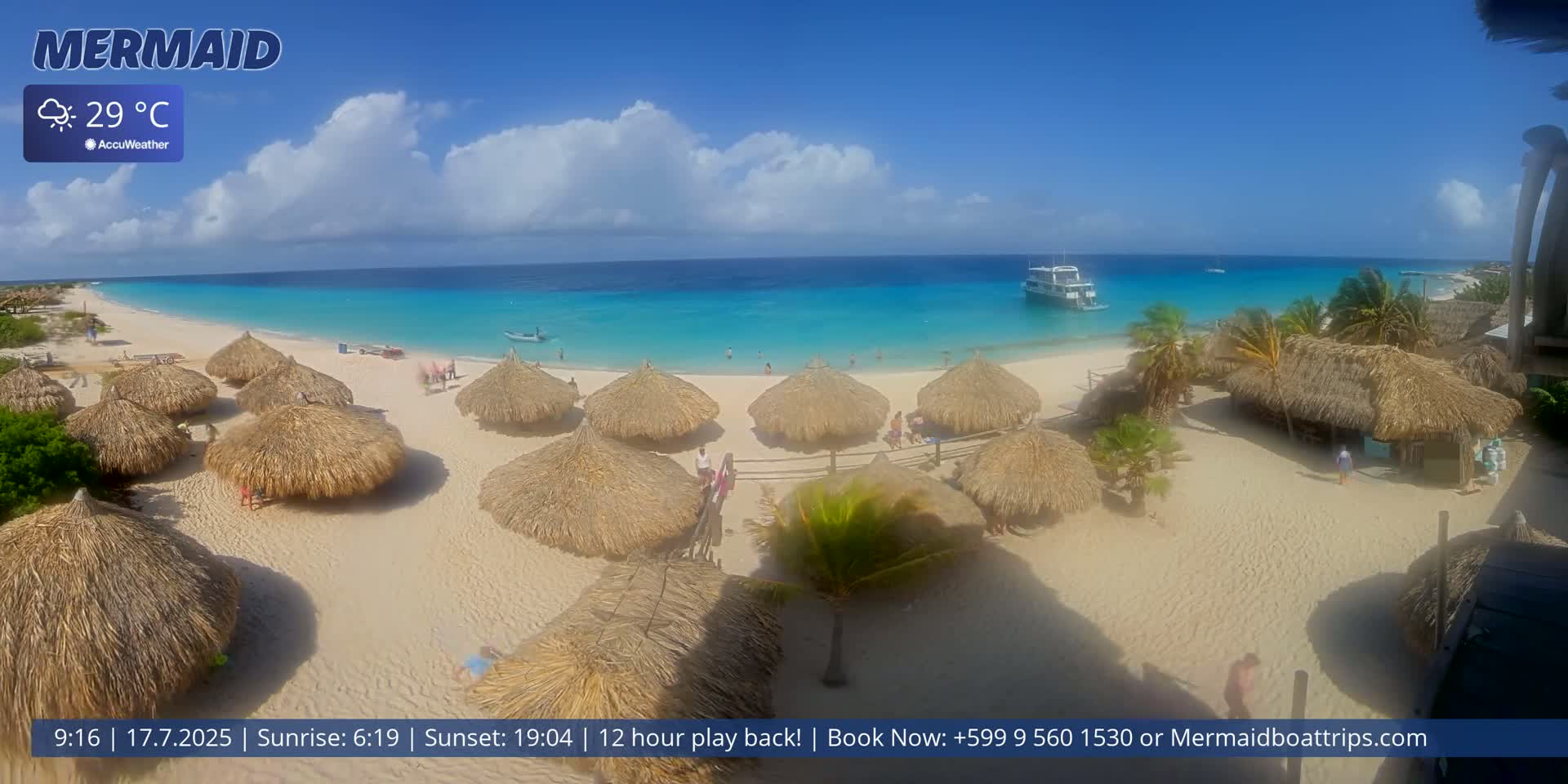 Carribean, Klein Curaçao Beach Mermaid Boat Trips Live Cam - Klein Island, Curacao, Netherland