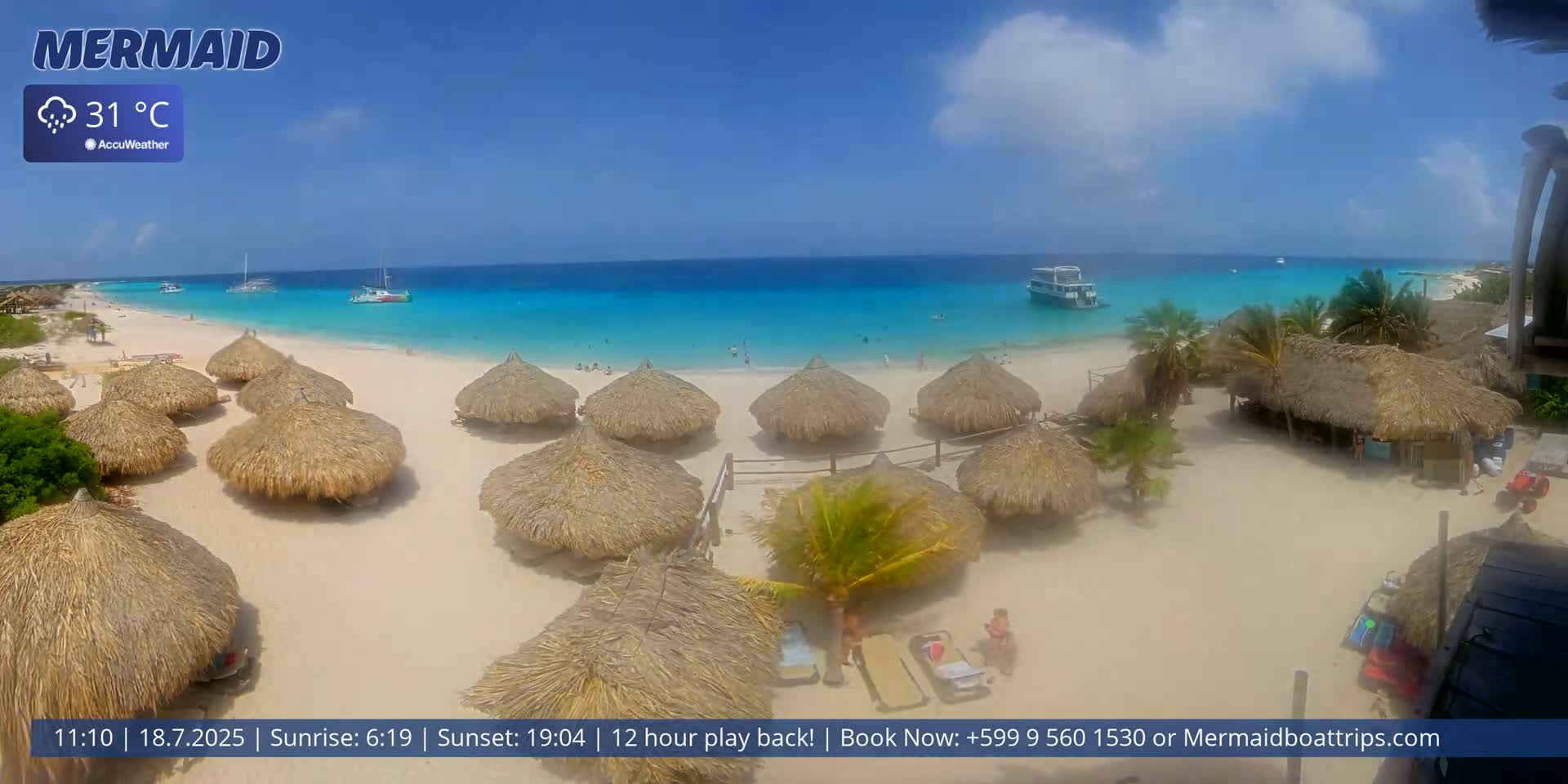 Carribean, Klein Curaçao Beach Mermaid Boat Trips Live Cam - Klein Island, Curacao, Netherland