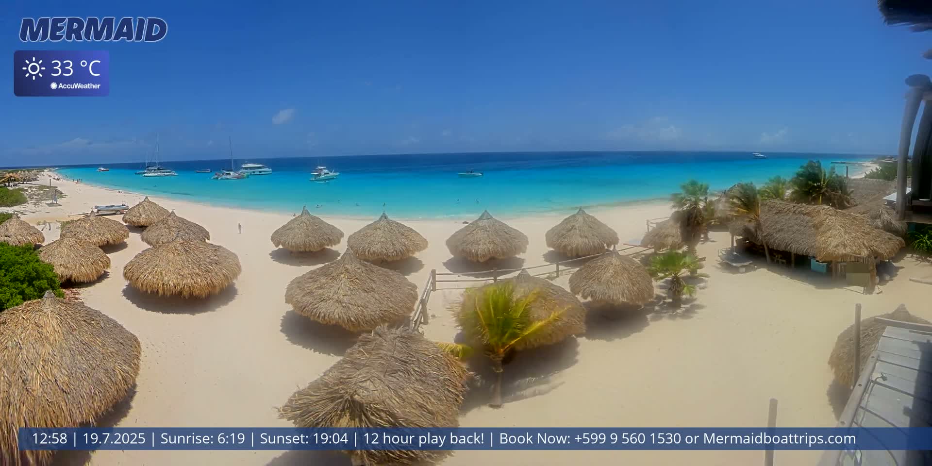 Carribean, Klein Curaçao Beach Mermaid Boat Trips Live Cam - Klein Island, Curacao, Netherland