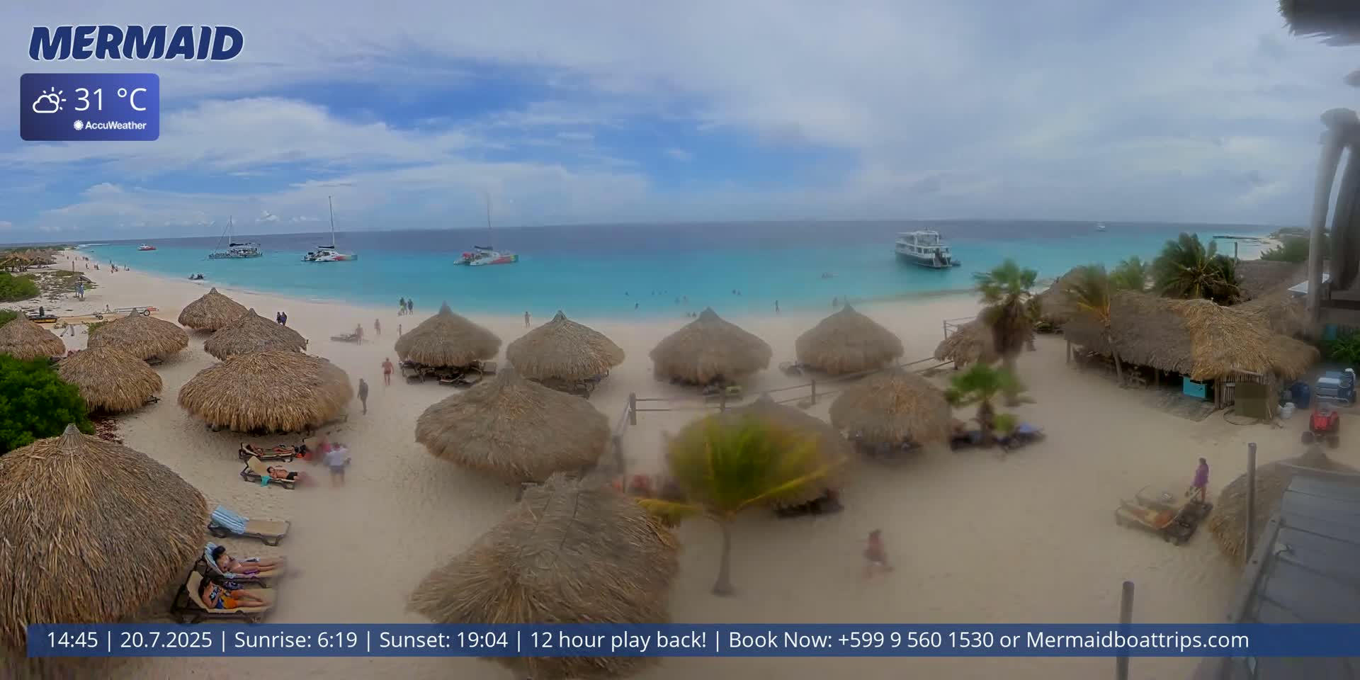 Carribean, Klein Curaçao Beach Mermaid Boat Trips Live Cam - Klein Island, Curacao, Netherland