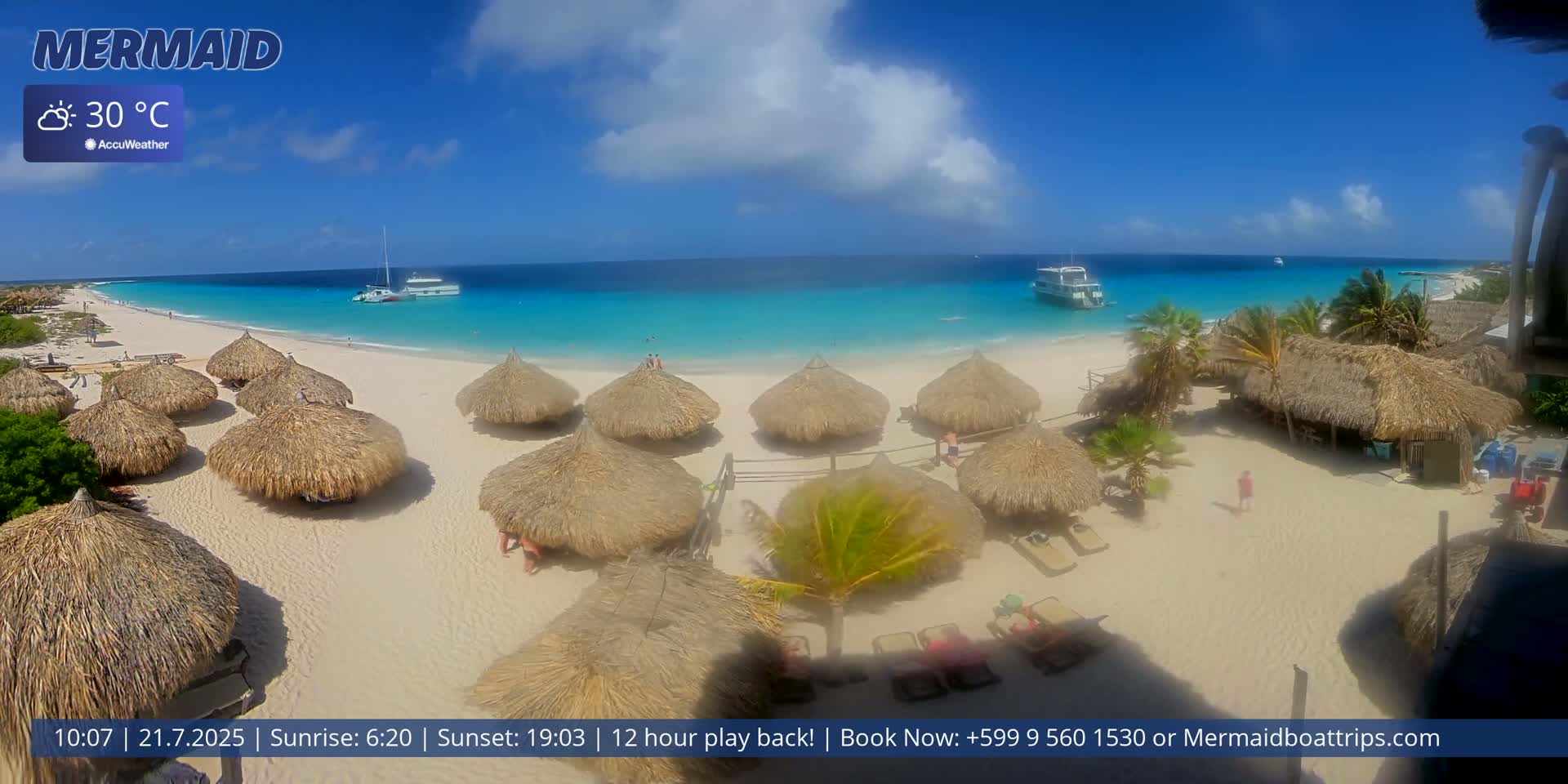Carribean, Klein Curaçao Beach Mermaid Boat Trips Live Cam - Klein Island, Curacao, Netherland