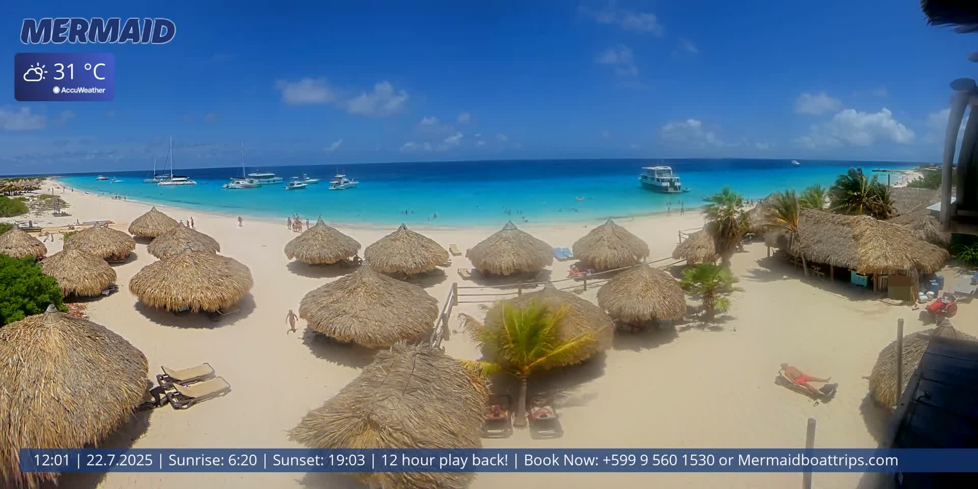 Carribean, Klein Curaçao Beach Mermaid Boat Trips Live Cam - Klein Island, Curacao, Netherland