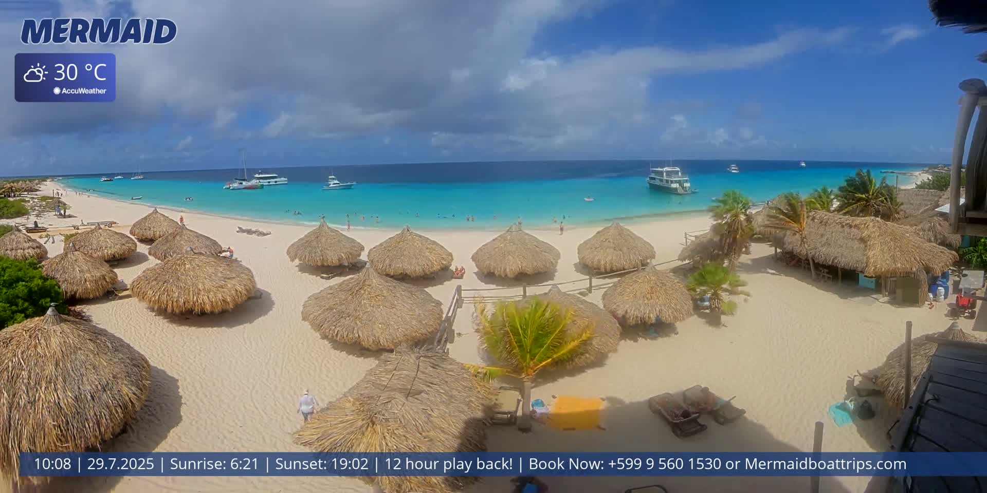 Carribean, Klein Curaçao Beach Mermaid Boat Trips Live Cam - Klein Island, Curacao, Netherland