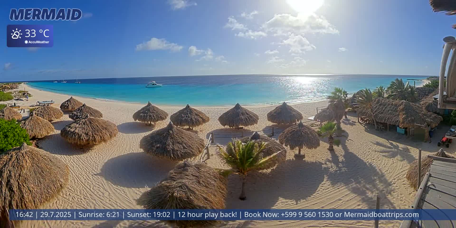 Carribean, Klein Curaçao Beach Mermaid Boat Trips Live Cam - Klein Island, Curacao, Netherland