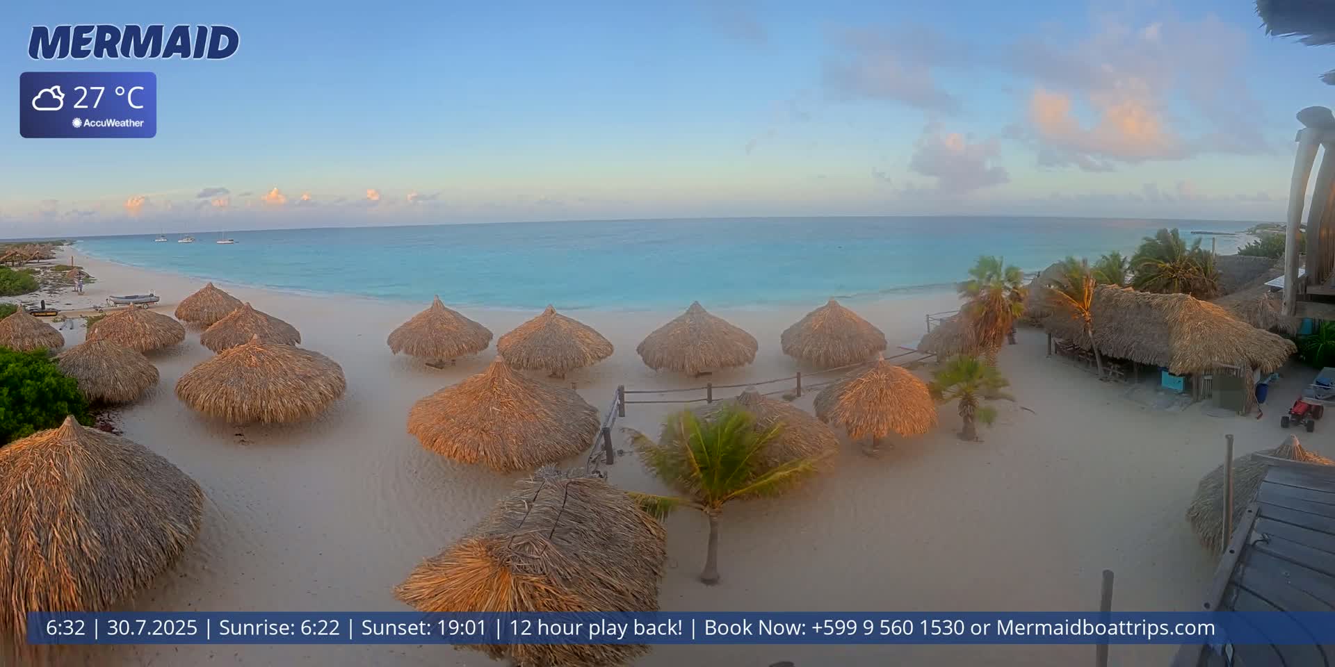 Carribean, Klein Curaçao Beach Mermaid Boat Trips Live Cam - Klein Island, Curacao, Netherland