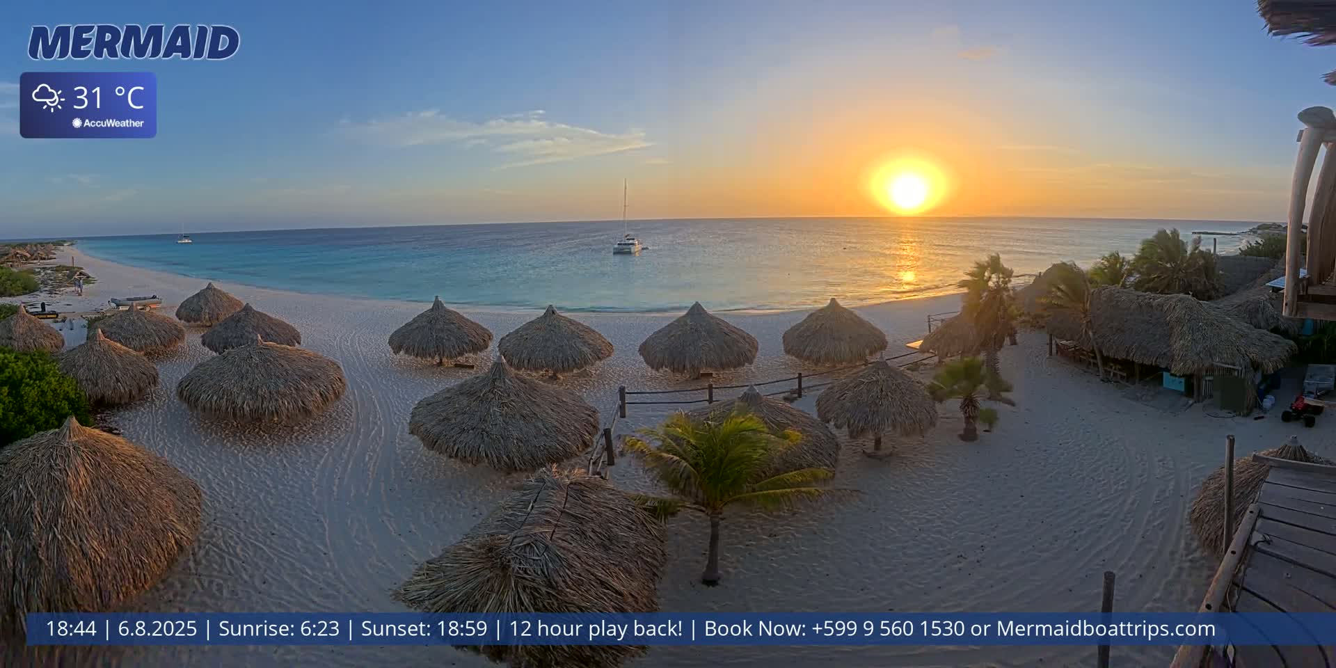 Carribean, Klein Curaçao Beach Mermaid Boat Trips Live Cam - Klein Island, Curacao, Netherland