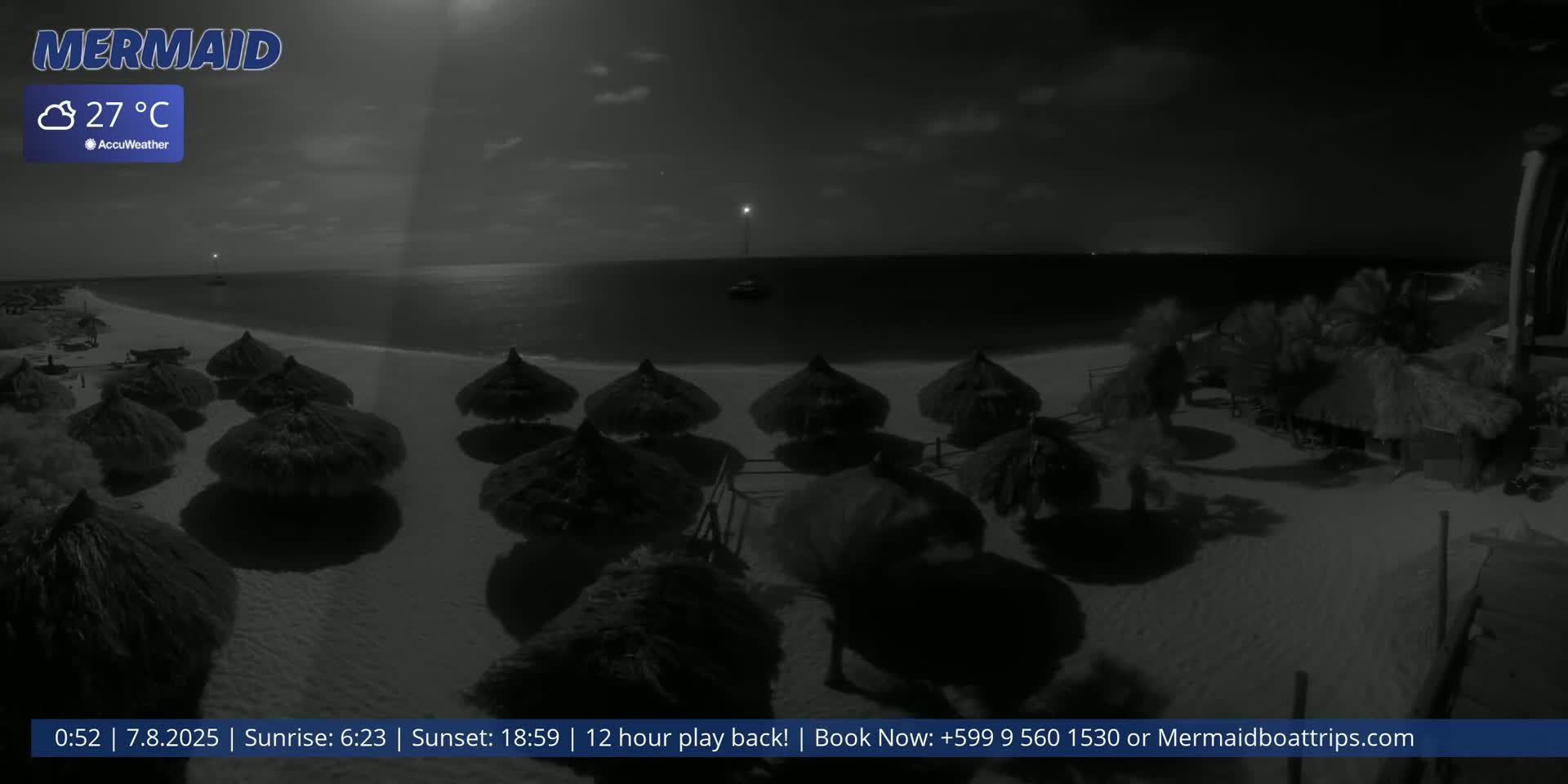Carribean, Klein Curaçao Beach Mermaid Boat Trips Live Cam - Klein Island, Curacao, Netherland