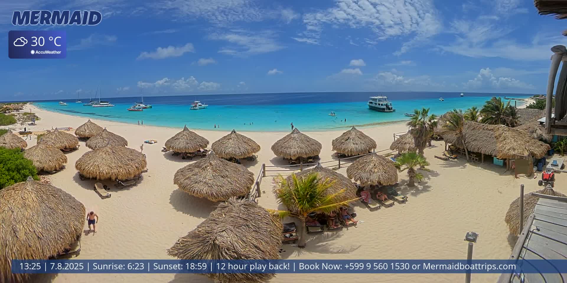 Carribean, Klein Curaçao Beach Mermaid Boat Trips Live Cam - Klein Island, Curacao, Netherland