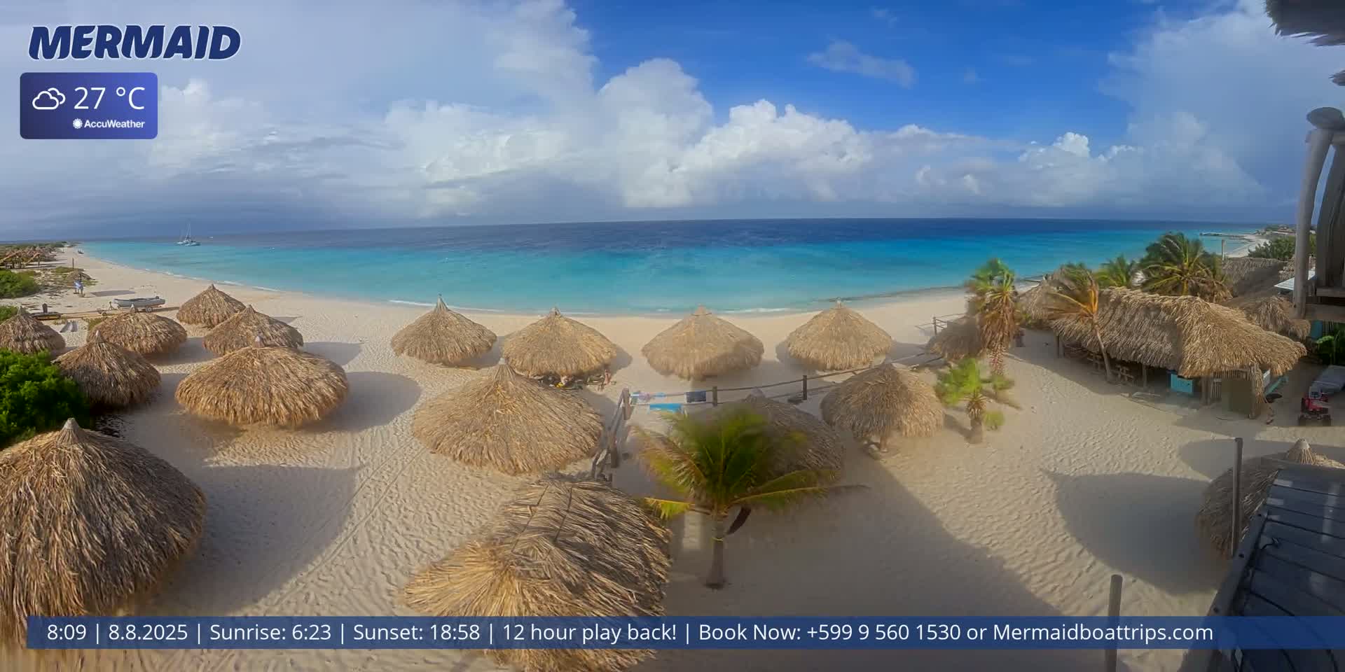 Carribean, Klein Curaçao Beach Mermaid Boat Trips Live Cam - Klein Island, Curacao, Netherland