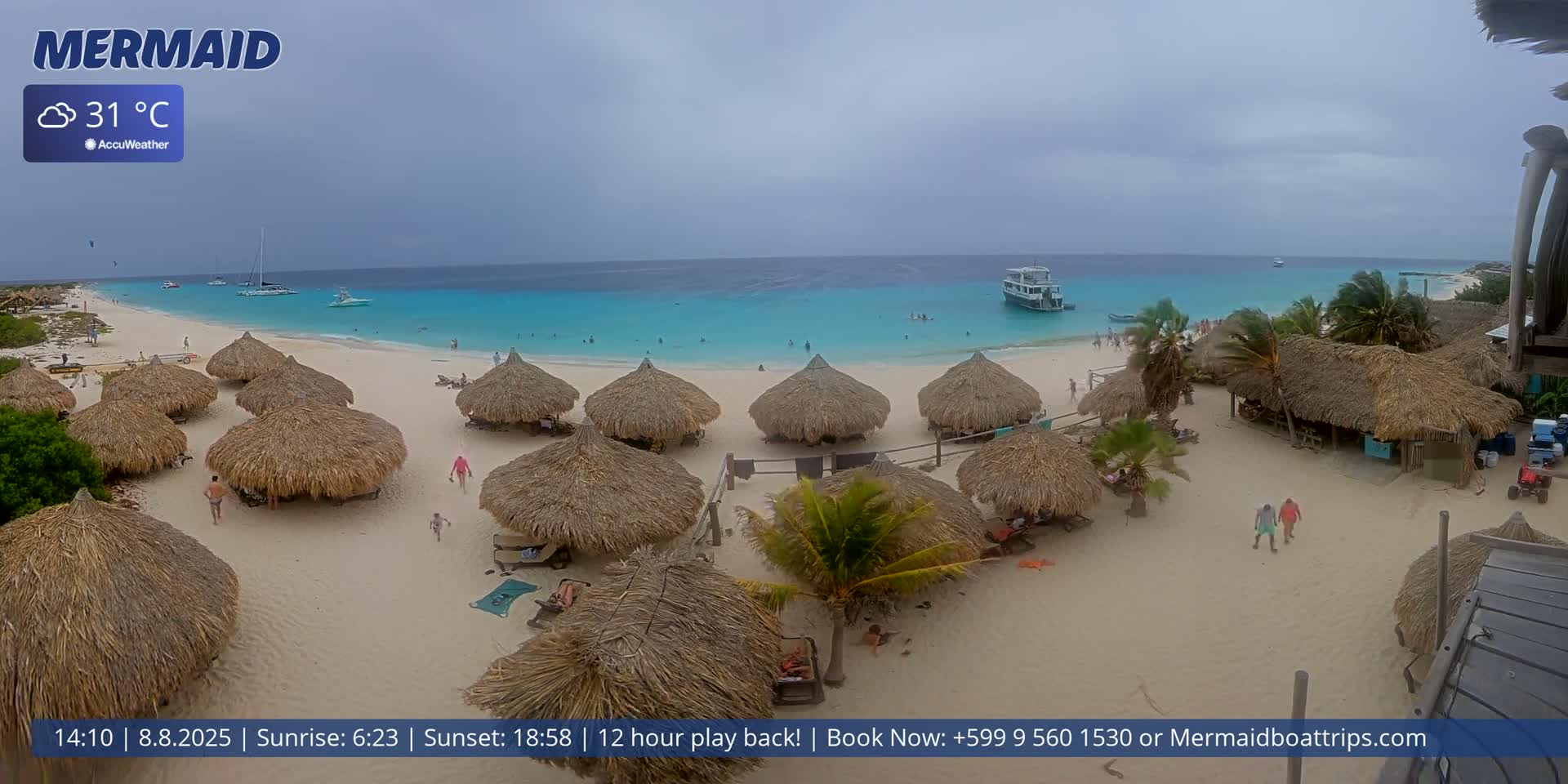 Carribean, Klein Curaçao Beach Mermaid Boat Trips Live Cam - Klein Island, Curacao, Netherland