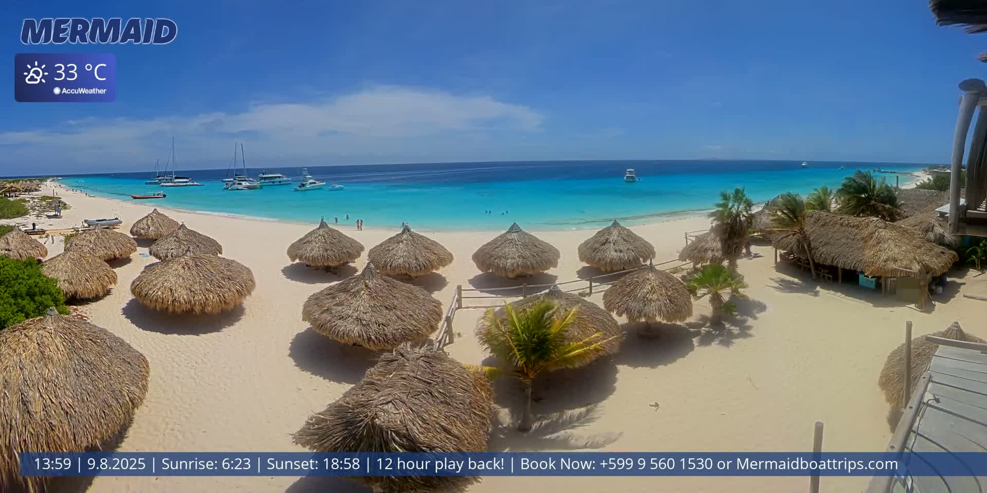 Carribean, Klein Curaçao Beach Mermaid Boat Trips Live Cam - Klein Island, Curacao, Netherland