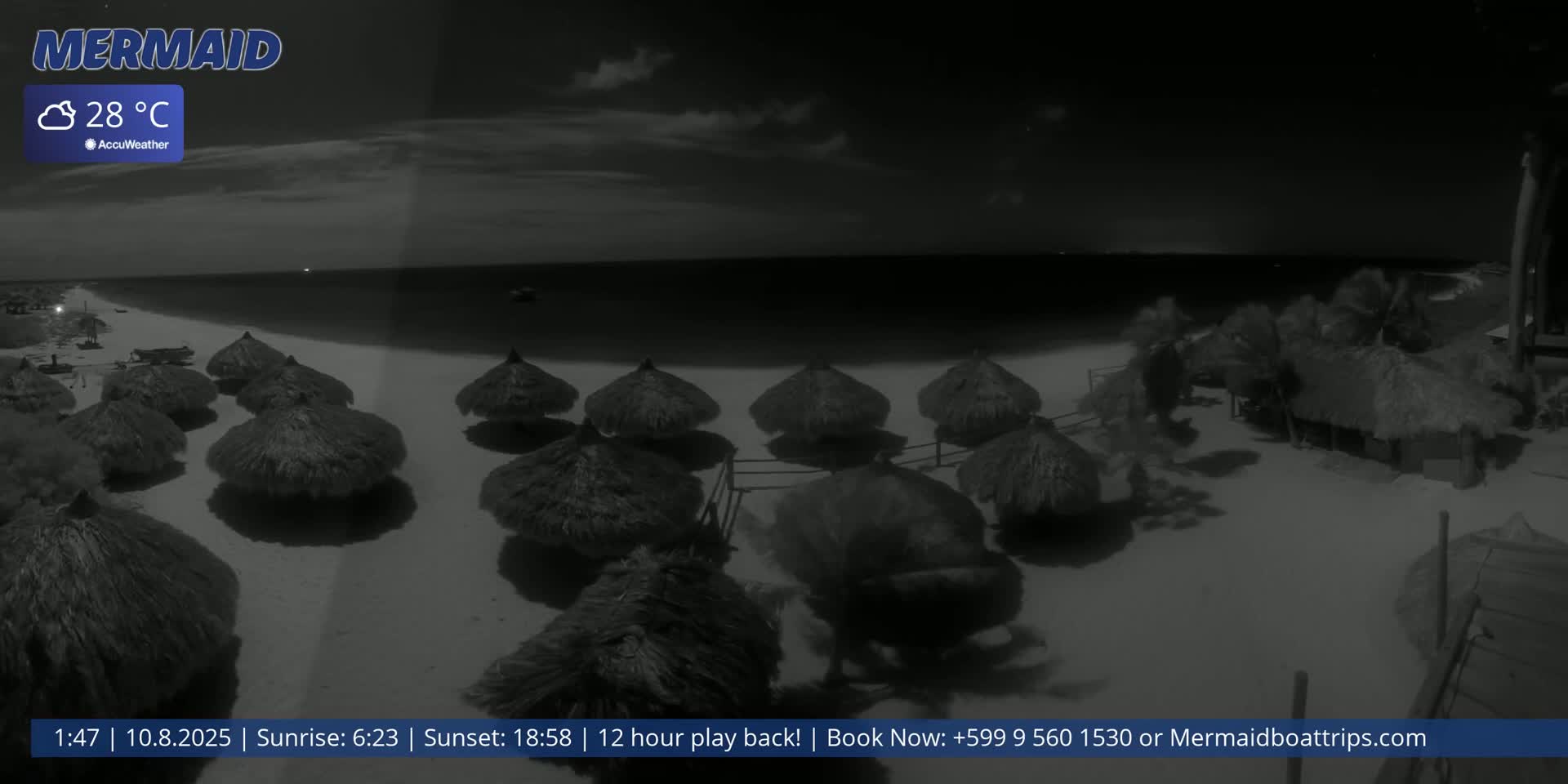 Carribean, Klein Curaçao Beach Mermaid Boat Trips Live Cam - Klein Island, Curacao, Netherland
