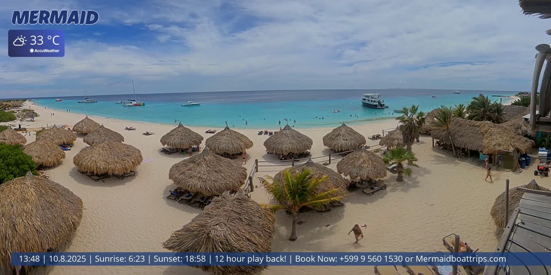 Carribean, Klein Curaçao Beach Mermaid Boat Trips Live Cam - Klein Island, Curacao, Netherland