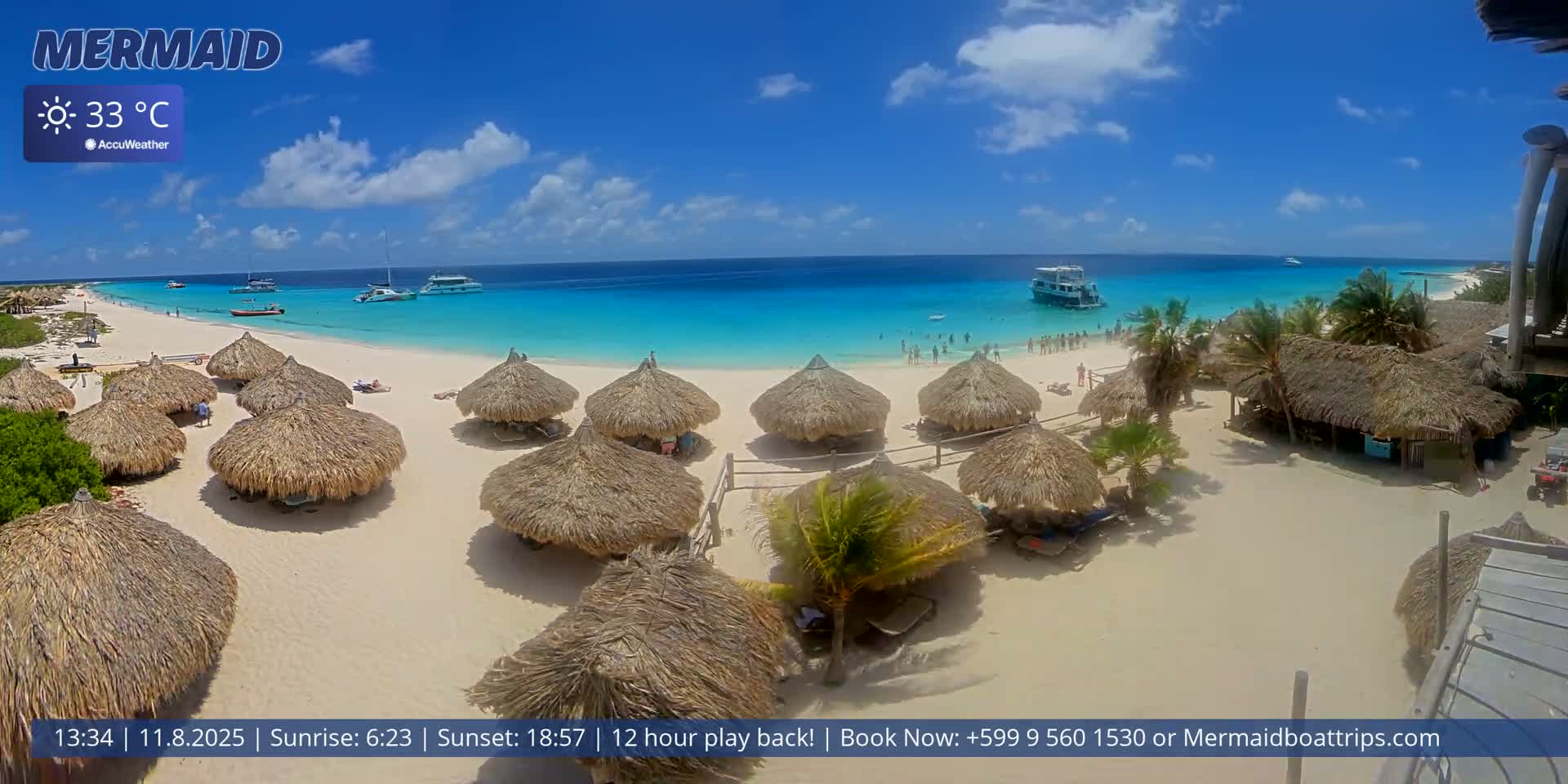 Carribean, Klein Curaçao Beach Mermaid Boat Trips Live Cam - Klein Island, Curacao, Netherland