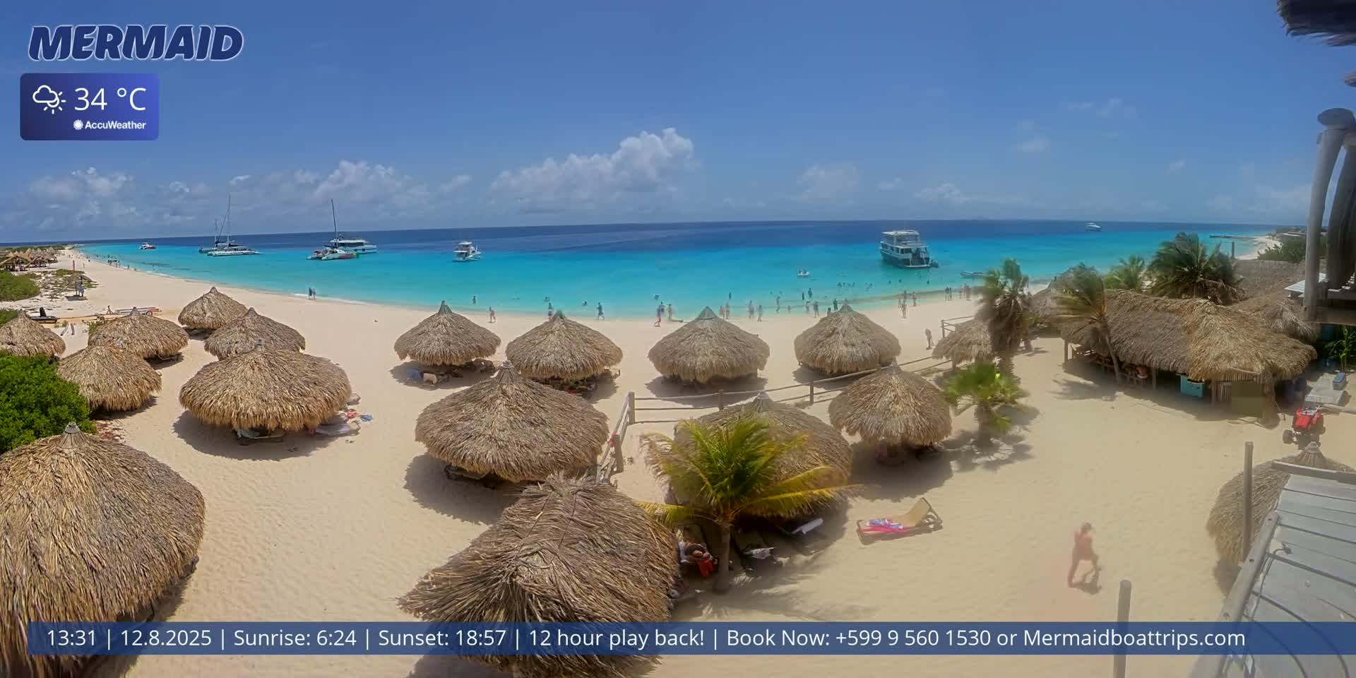 Carribean, Klein Curaçao Beach Mermaid Boat Trips Live Cam - Klein Island, Curacao, Netherland