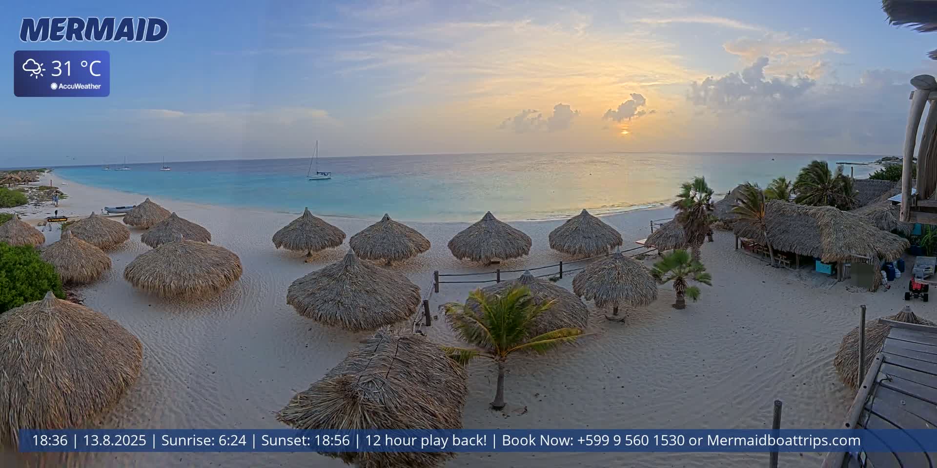 Carribean, Klein Curaçao Beach Mermaid Boat Trips Live Cam - Klein Island, Curacao, Netherland