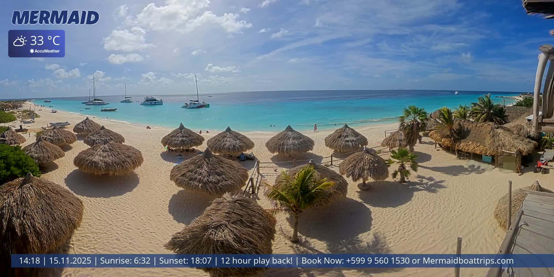 Carribean, Klein Curaçao Beach Mermaid Boat Trips Live Cam - Klein Island, Curacao, Netherland