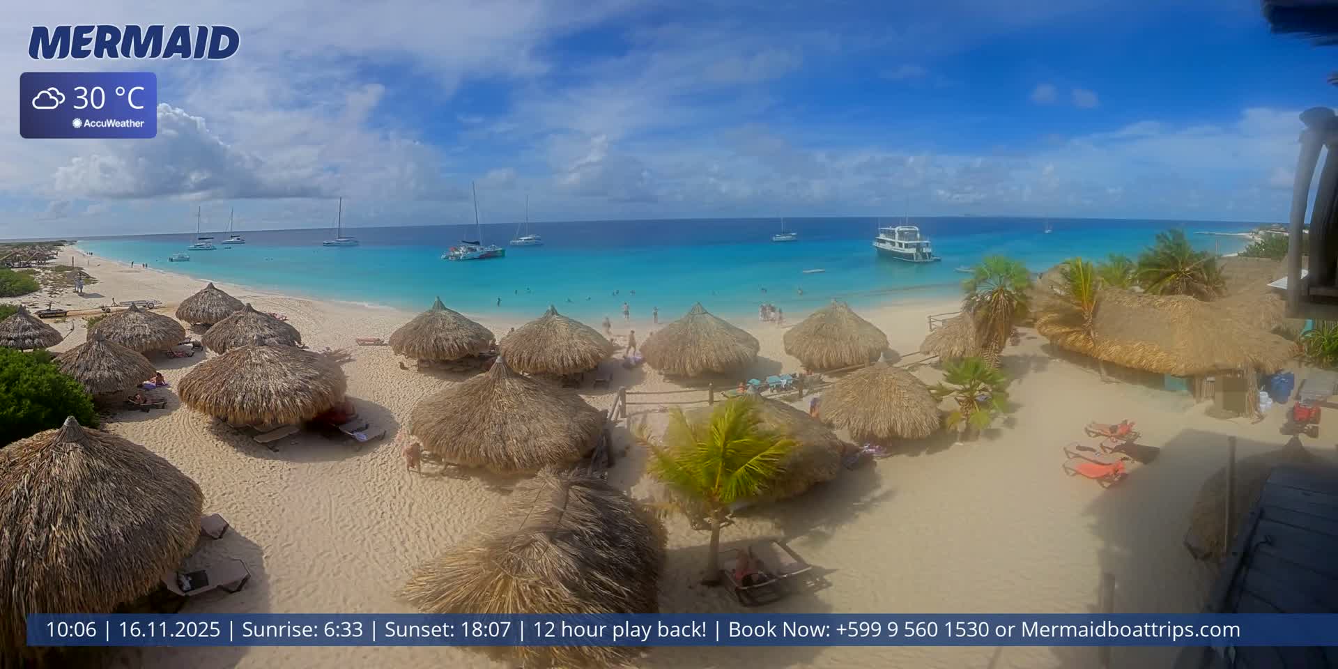 Carribean, Klein Curaçao Beach Mermaid Boat Trips Live Cam - Klein Island, Curacao, Netherland