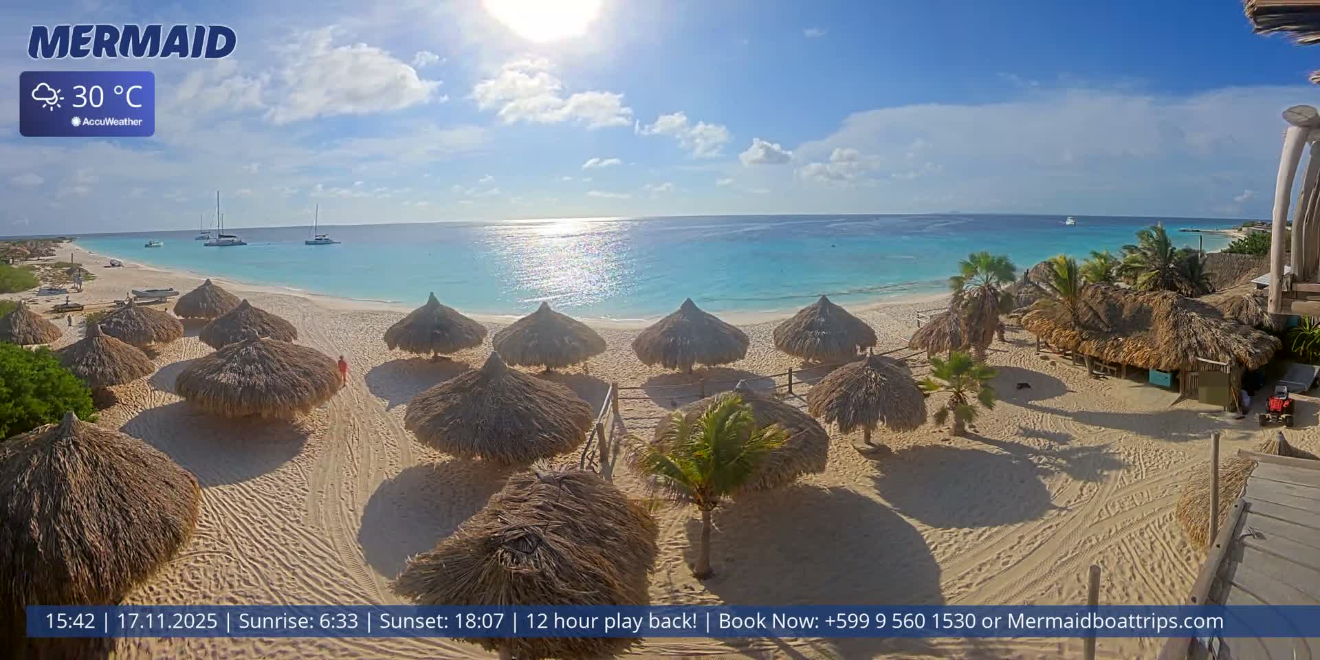 Carribean, Klein Curaçao Beach Mermaid Boat Trips Live Cam - Klein Island, Curacao, Netherland