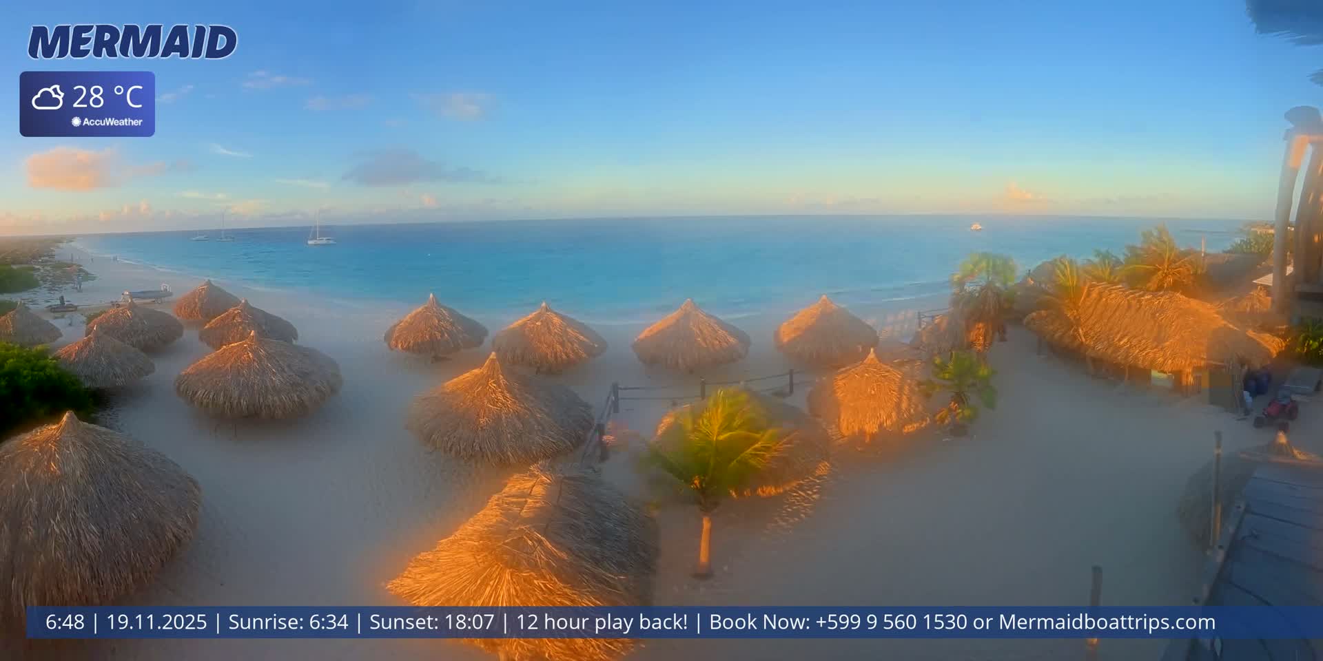 Carribean, Klein Curaçao Beach Mermaid Boat Trips Live Cam - Klein Island, Curacao, Netherland