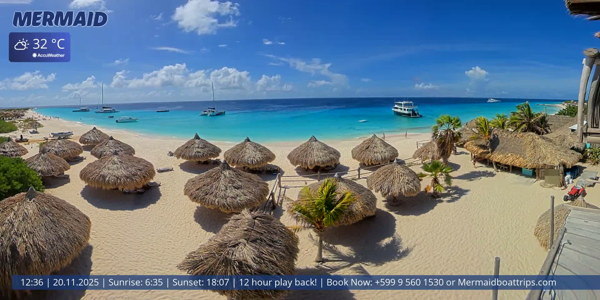 Carribean, Klein Curaçao Beach Mermaid Boat Trips Live Cam - Klein Island, Curacao, Netherland