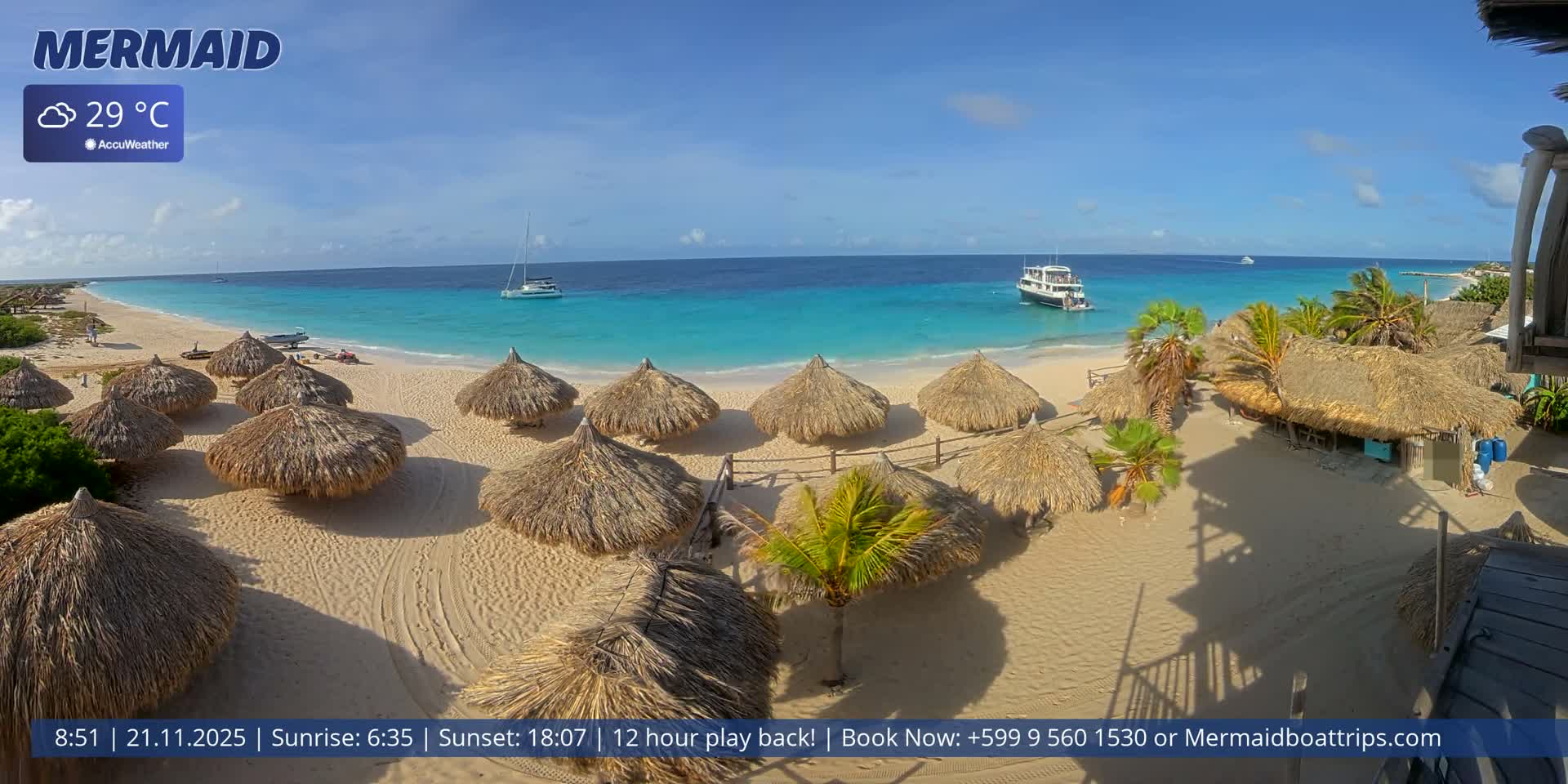 Carribean, Klein Curaçao Beach Mermaid Boat Trips Live Cam - Klein Island, Curacao, Netherland
