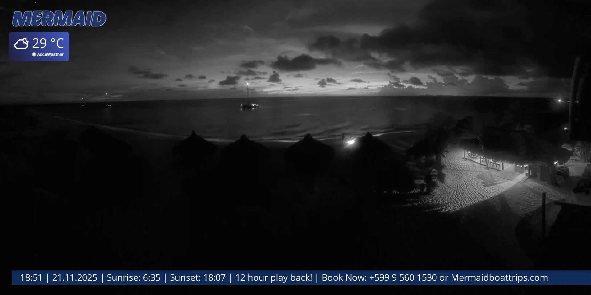 Carribean, Klein Curaçao Beach Mermaid Boat Trips Live Cam - Klein Island, Curacao, Netherland