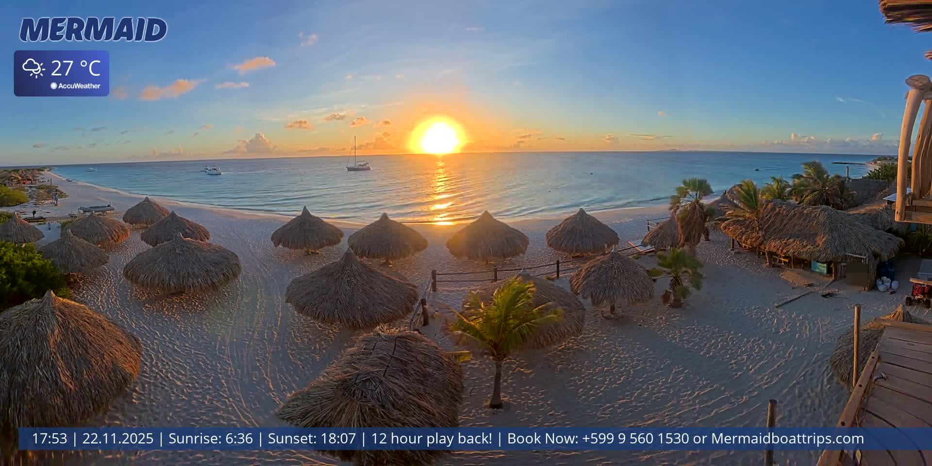 Carribean, Klein Curaçao Beach Mermaid Boat Trips Live Cam - Klein Island, Curacao, Netherland