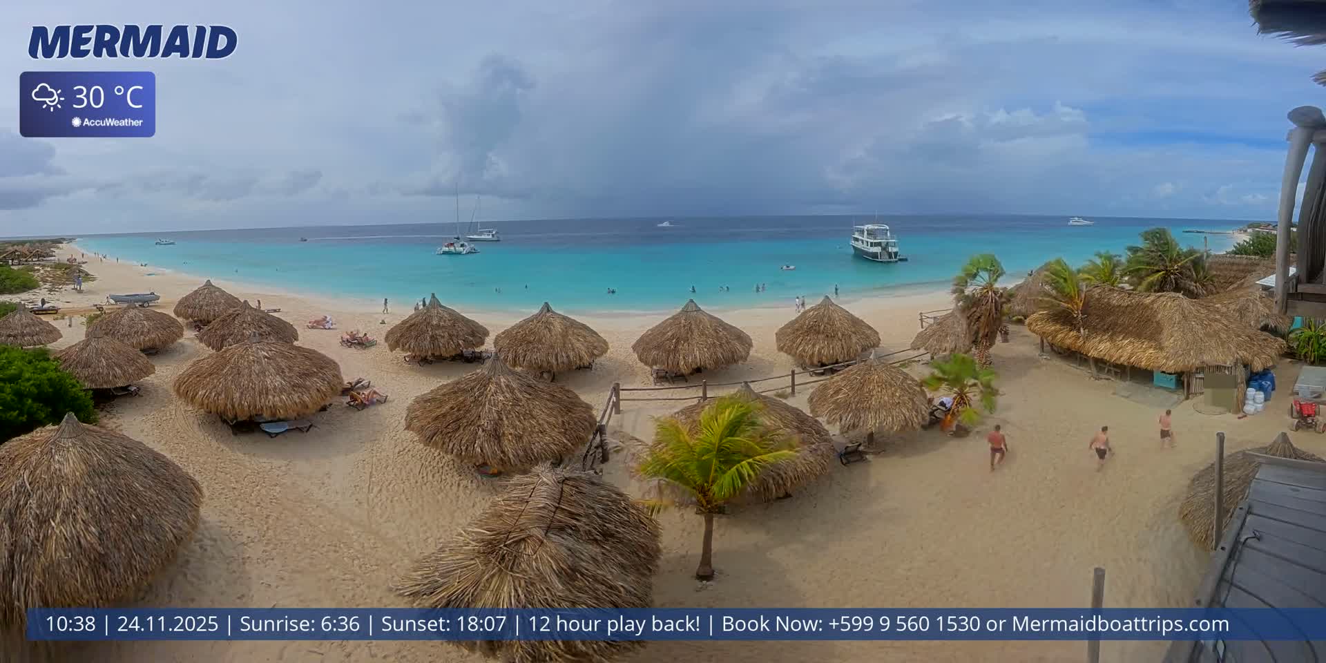 Carribean, Klein Curaçao Beach Mermaid Boat Trips Live Cam - Klein Island, Curacao, Netherland