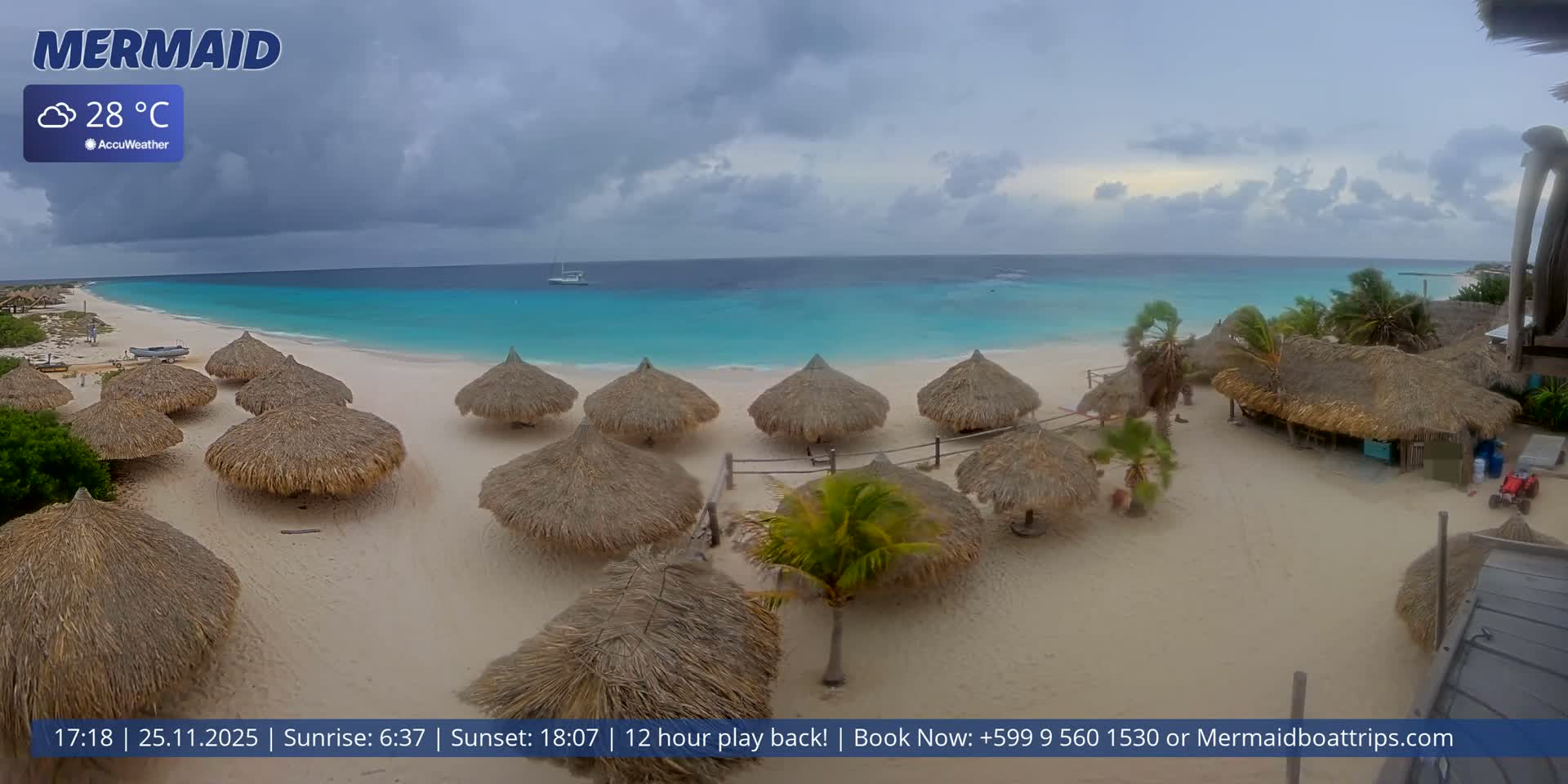 Carribean, Klein Curaçao Beach Mermaid Boat Trips Live Cam - Klein Island, Curacao, Netherland