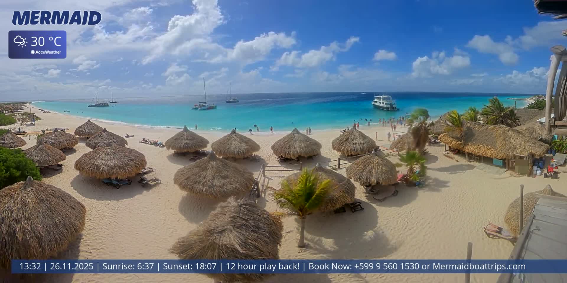 Carribean, Klein Curaçao Beach Mermaid Boat Trips Live Cam - Klein Island, Curacao, Netherland