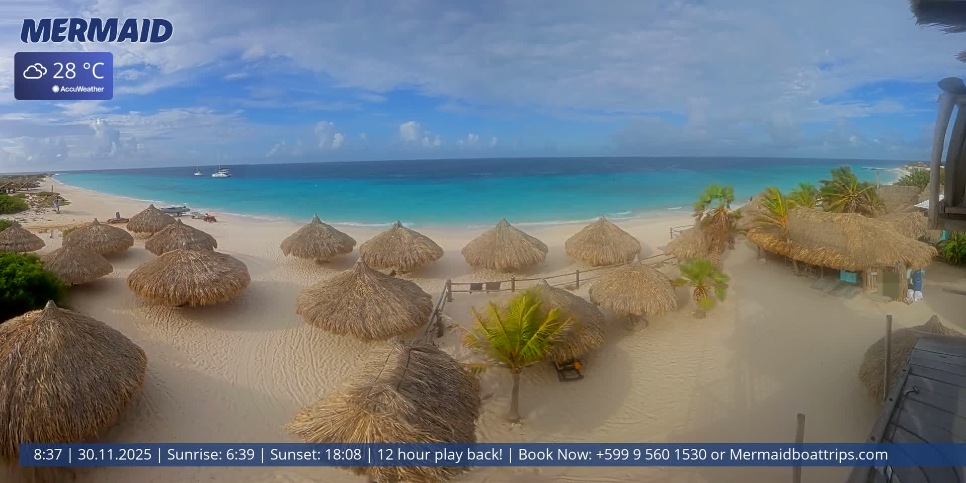 Carribean, Klein Curaçao Beach Mermaid Boat Trips Live Cam - Klein Island, Curacao, Netherland