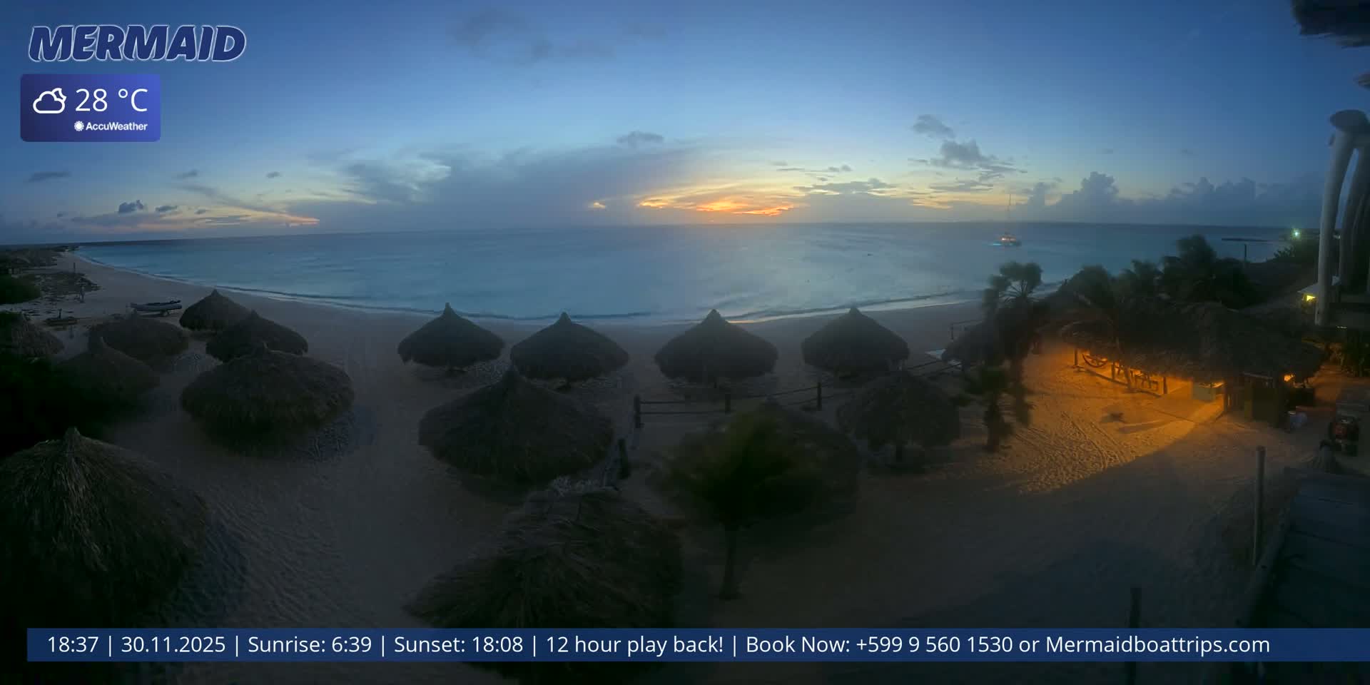 Carribean, Klein Curaçao Beach Mermaid Boat Trips Live Cam - Klein Island, Curacao, Netherland