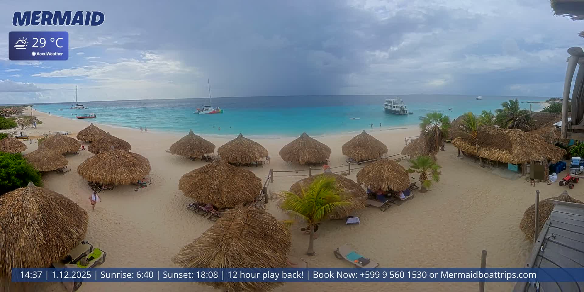 Carribean, Klein Curaçao Beach Mermaid Boat Trips Live Cam - Klein Island, Curacao, Netherland