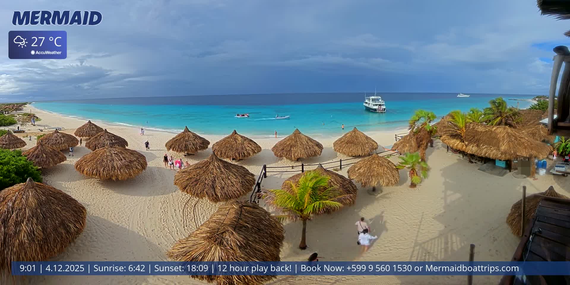 Carribean, Klein Curaçao Beach Mermaid Boat Trips Live Cam - Klein Island, Curacao, Netherland