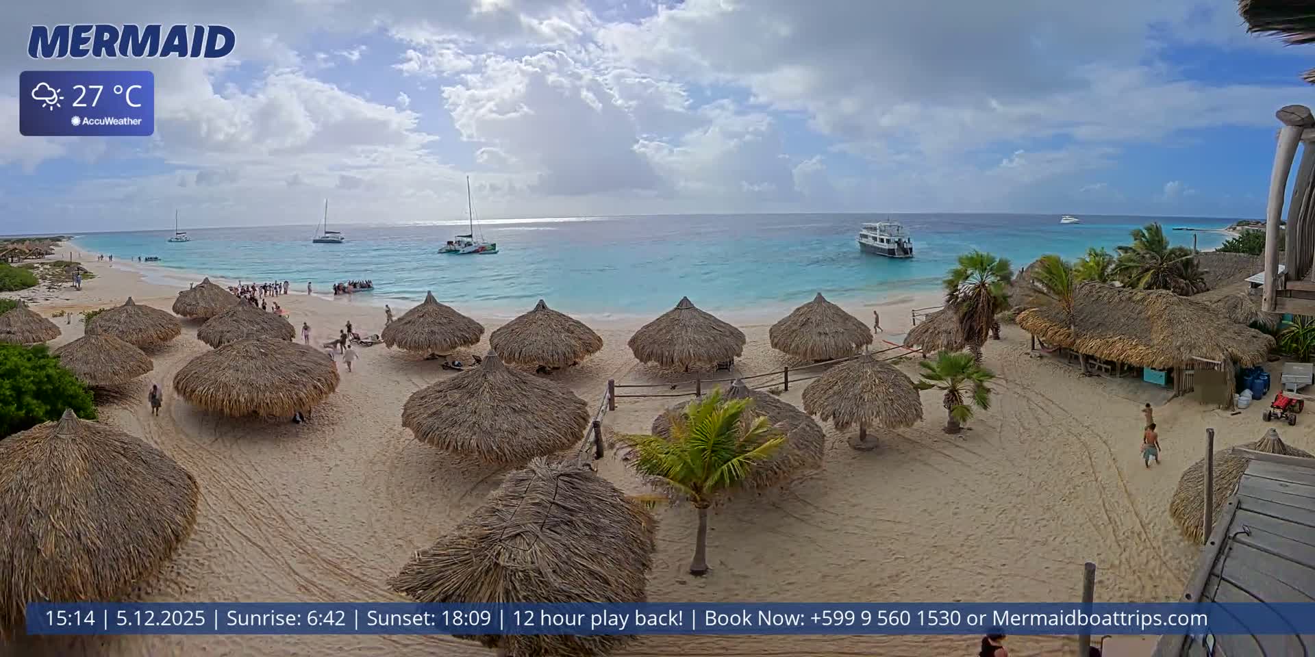 Carribean, Klein Curaçao Beach Mermaid Boat Trips Live Cam - Klein Island, Curacao, Netherland